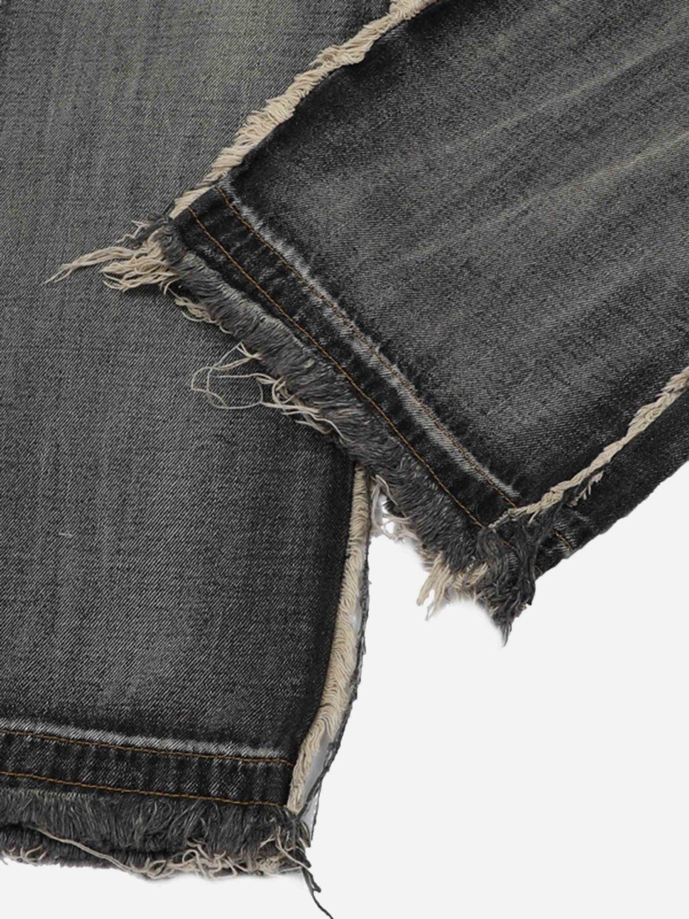 Tntwear® - High Street Washed And Distressed Raw Edge Jeans - tntwear1