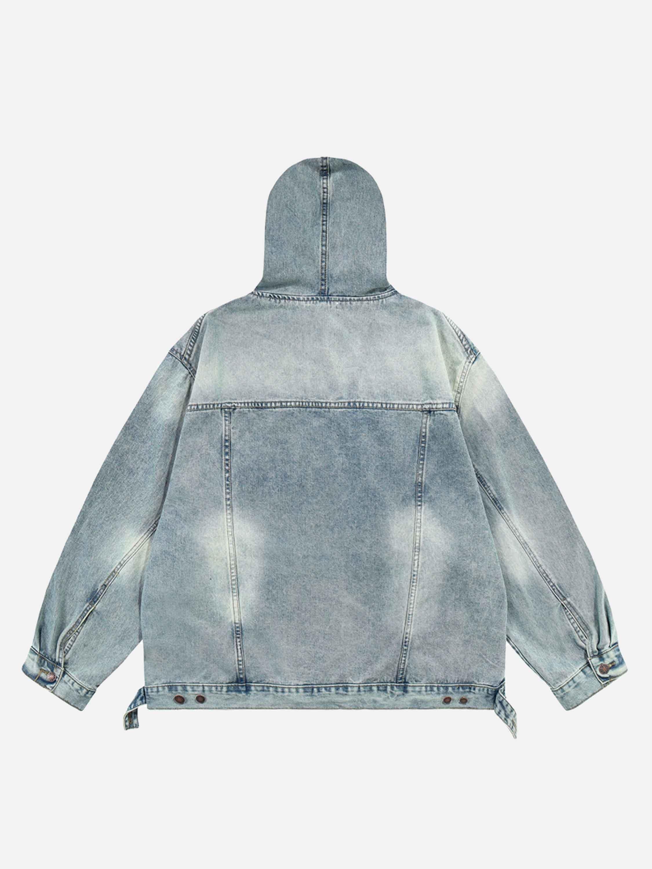 Tntwear® - High Street Washed And Worn Denim Hoodie - 1464 - tntwear1