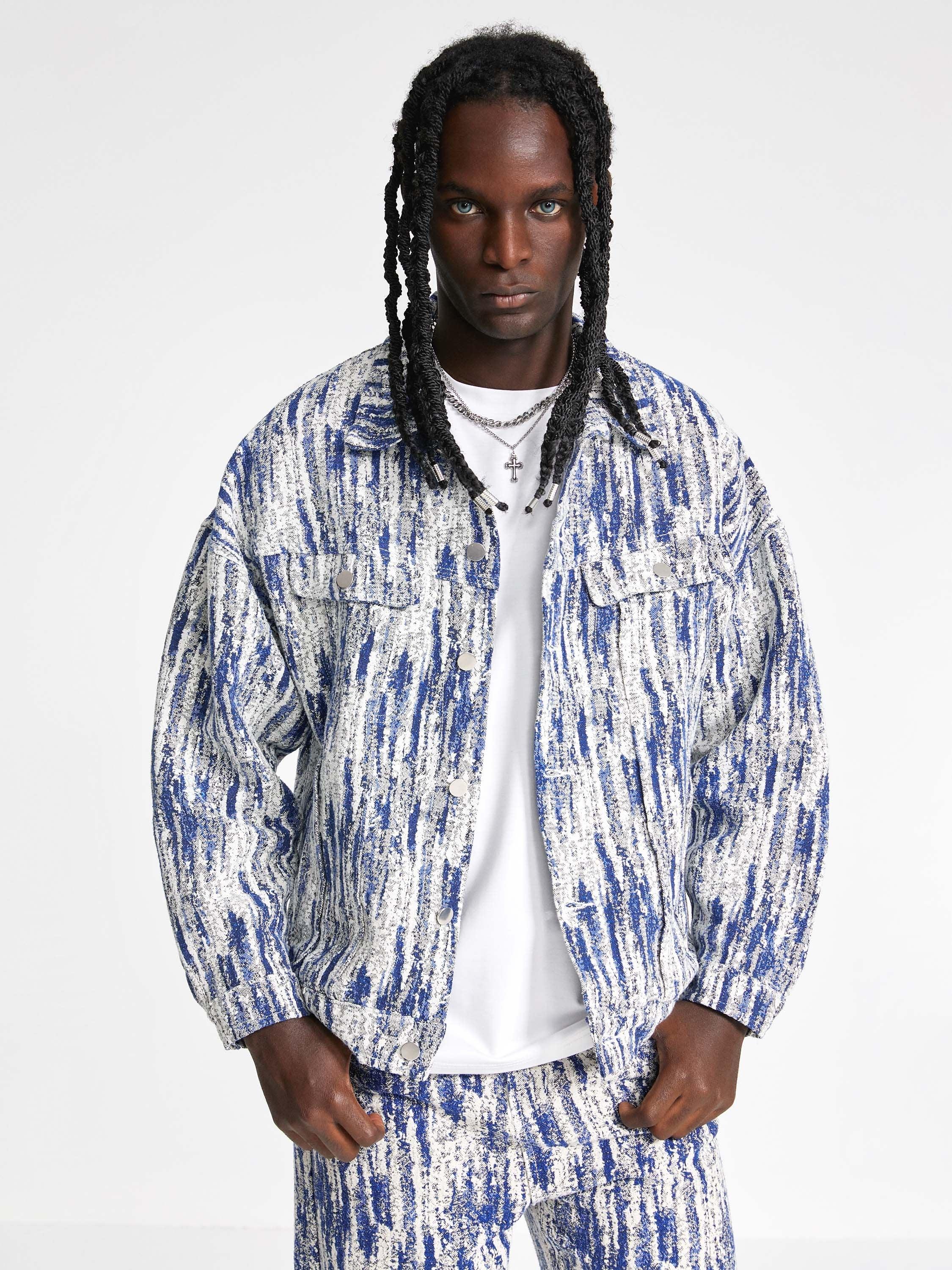 Tntwear® - Jacquards Straight Trucker Jacket -1013 - tntwear1