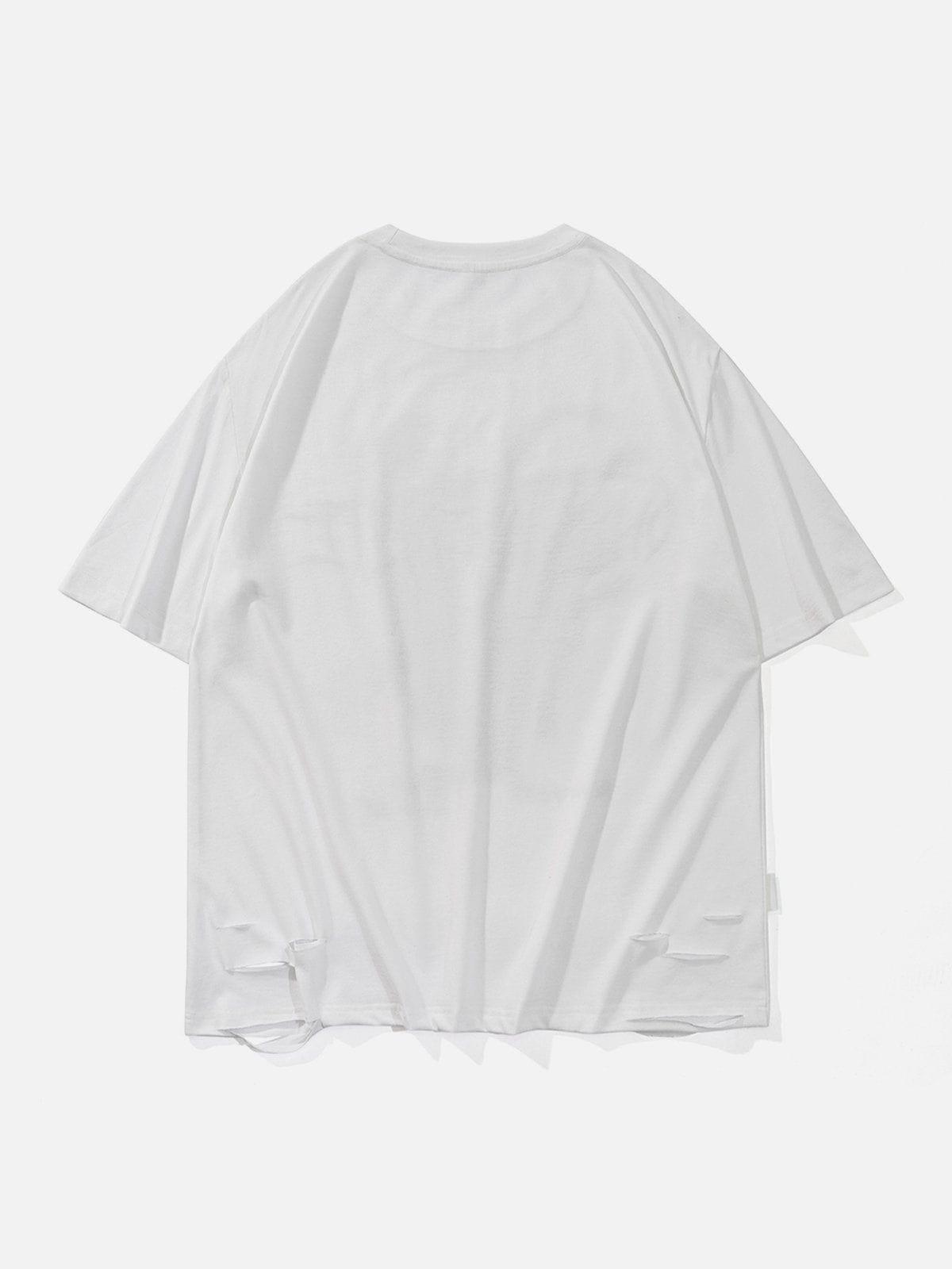 Tntwear® - Letter Abstract Print Hole Tee - tntwear1