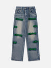 Tntwear® - Letter Flocking Distressed Straight Jeans -1047 - tntwear1