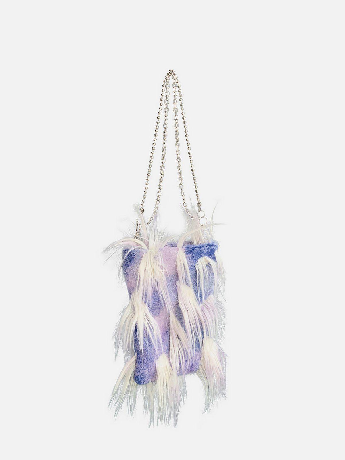 Tntwear® - Lilac Plush Fringe Crossbody Bag - tntwear1