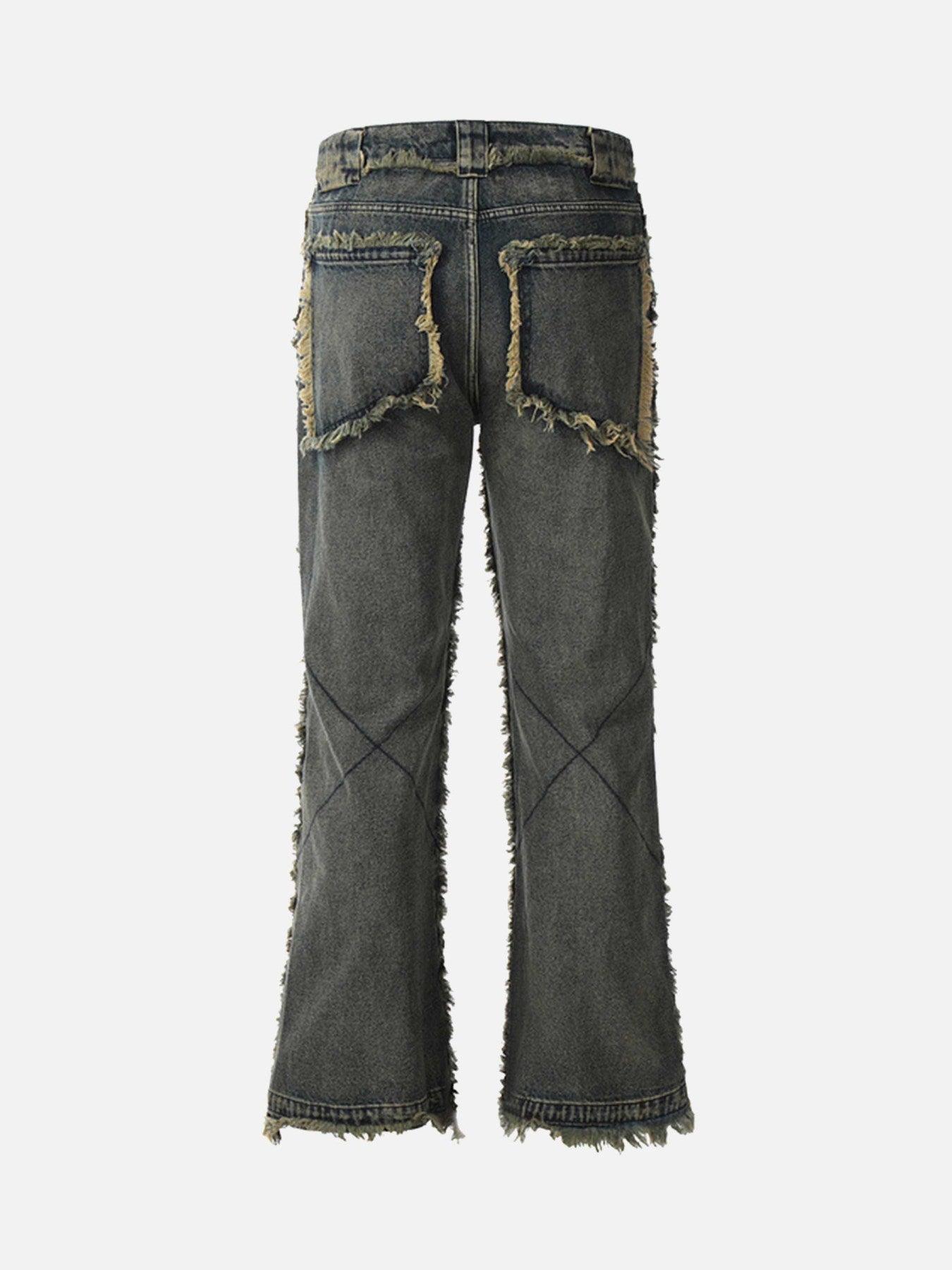 Tntwear® - Old Raw Hem Straight Leg Micro Flare Jeans - 1960 - tntwear1