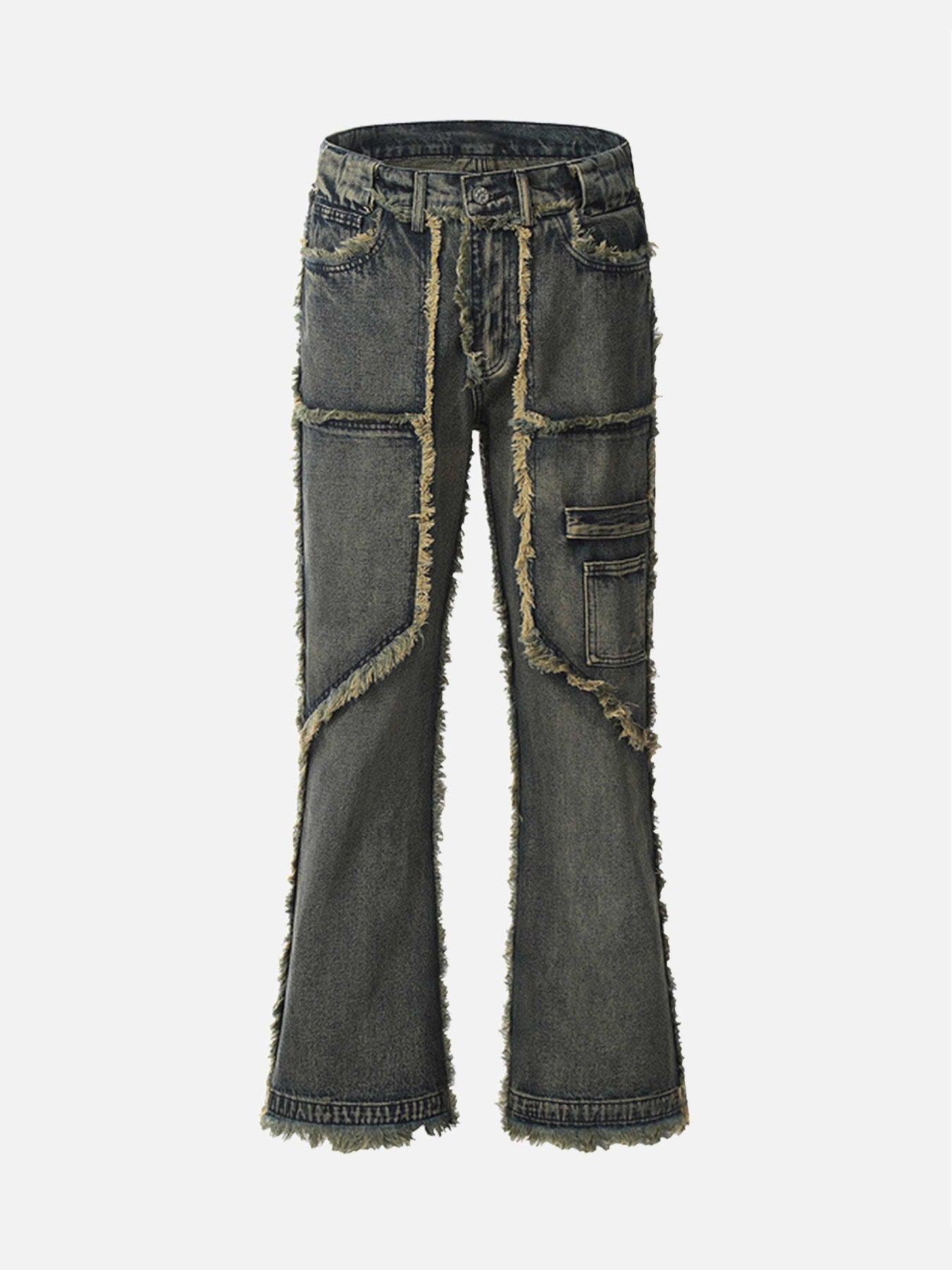 Tntwear® - Old Raw Hem Straight Leg Micro Flare Jeans - 1960 - tntwear1