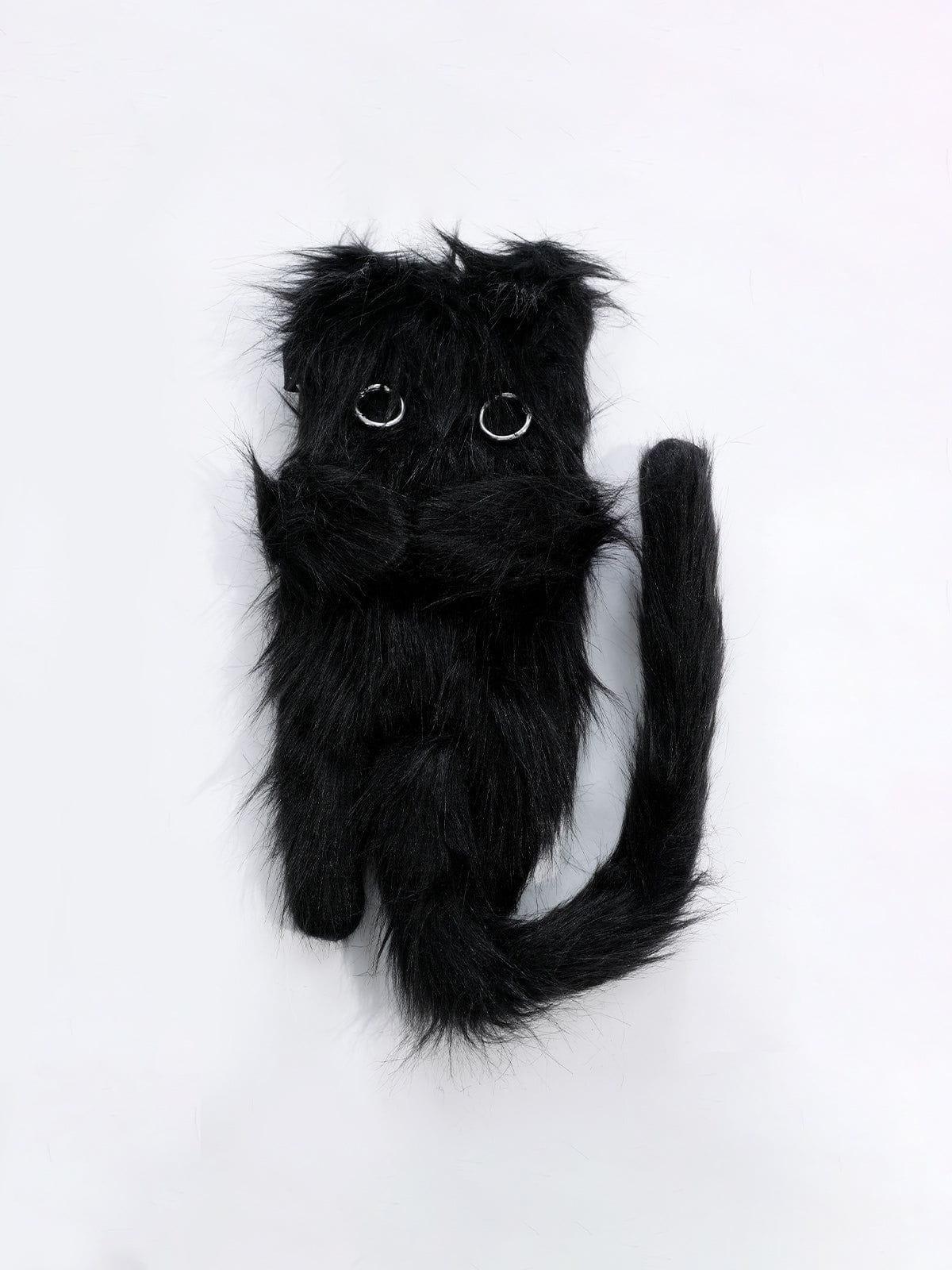 Tntwear® - Original Black Plush Aloof Cat Phone Wallet - tntwear1