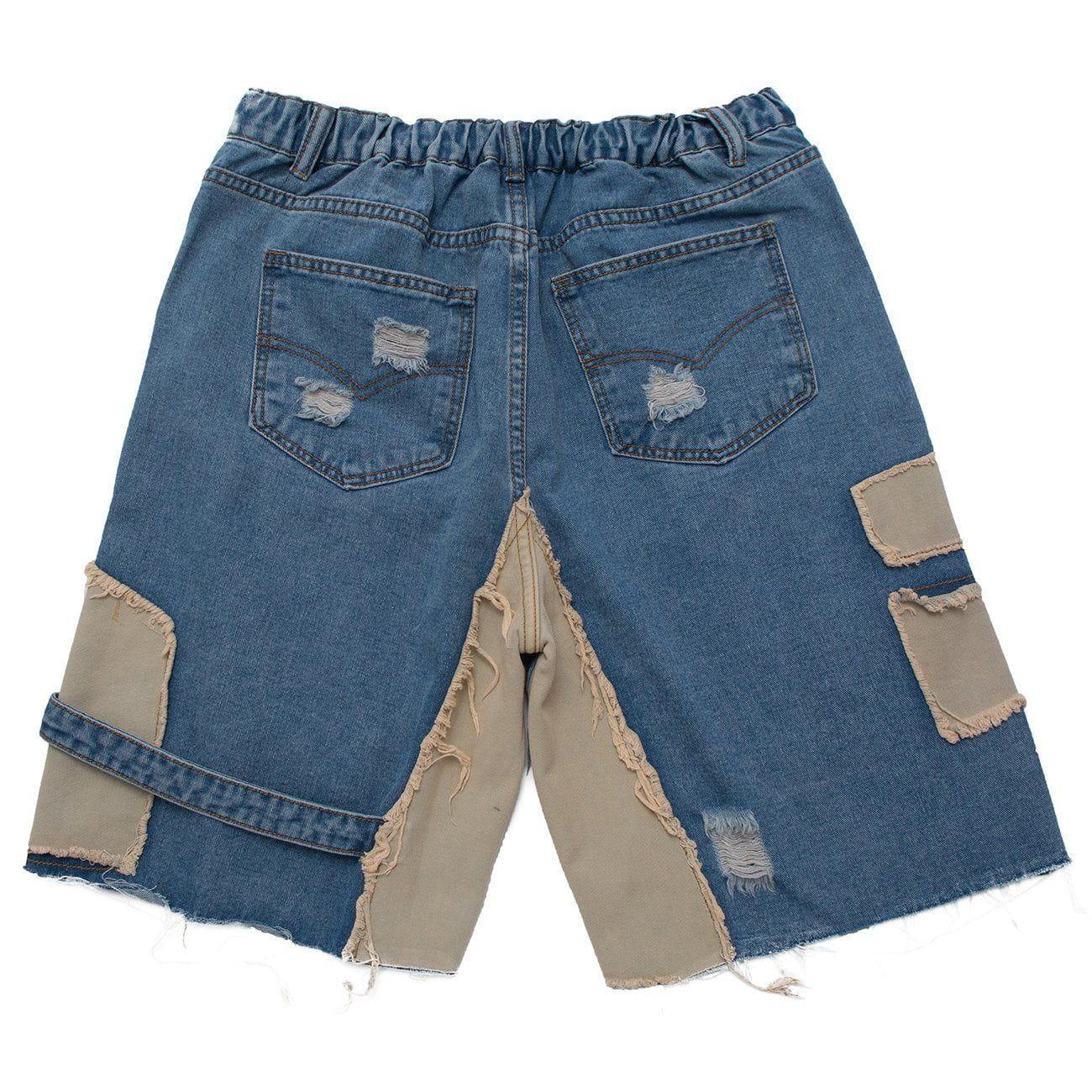 Tntwear® - Patchwork Irregular Ripped Hole Denim Short -1249 - tntwear1