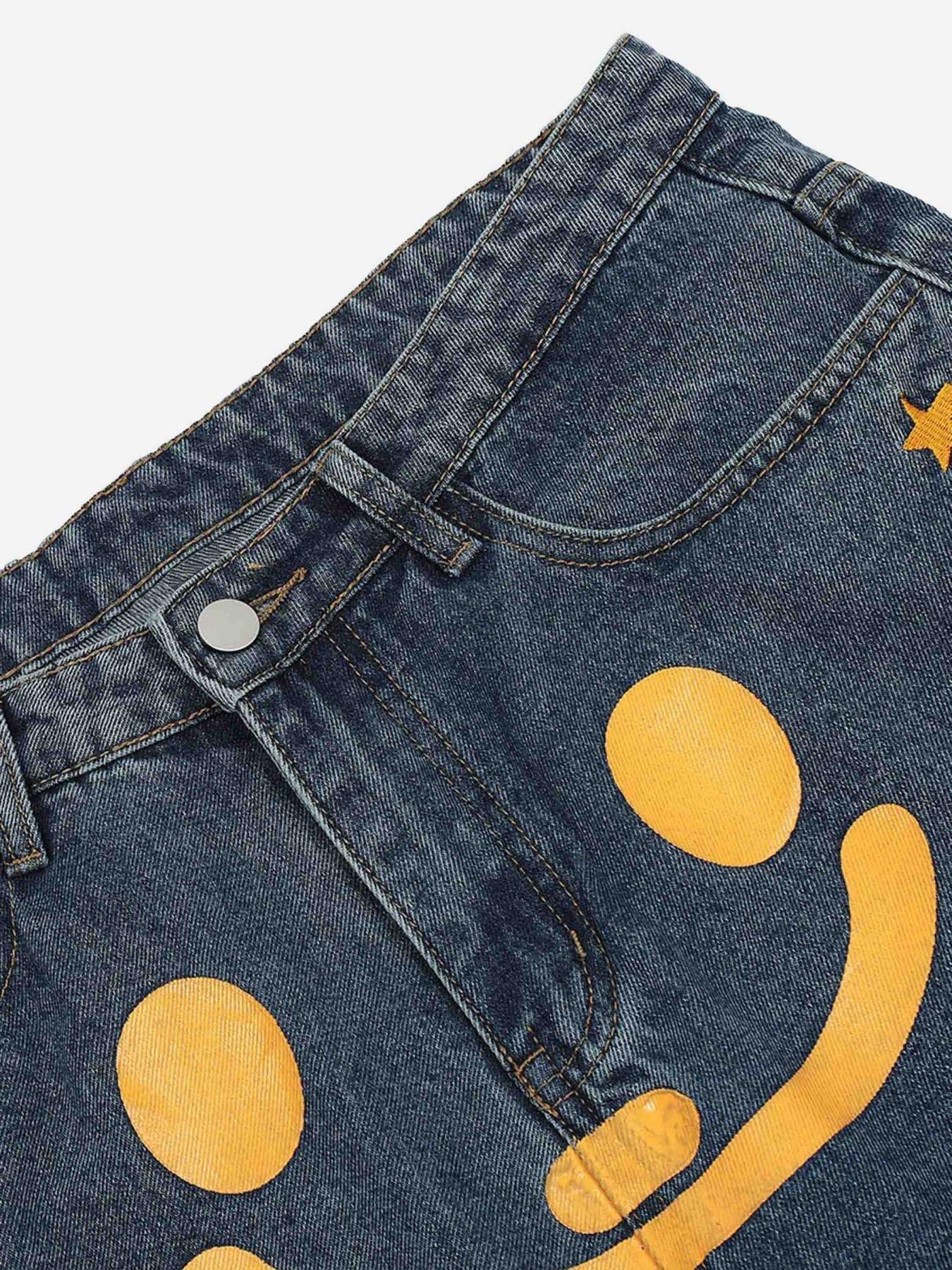 Tntwear® - Personality Smiley Face Printed Jeans - 1978 - tntwear1