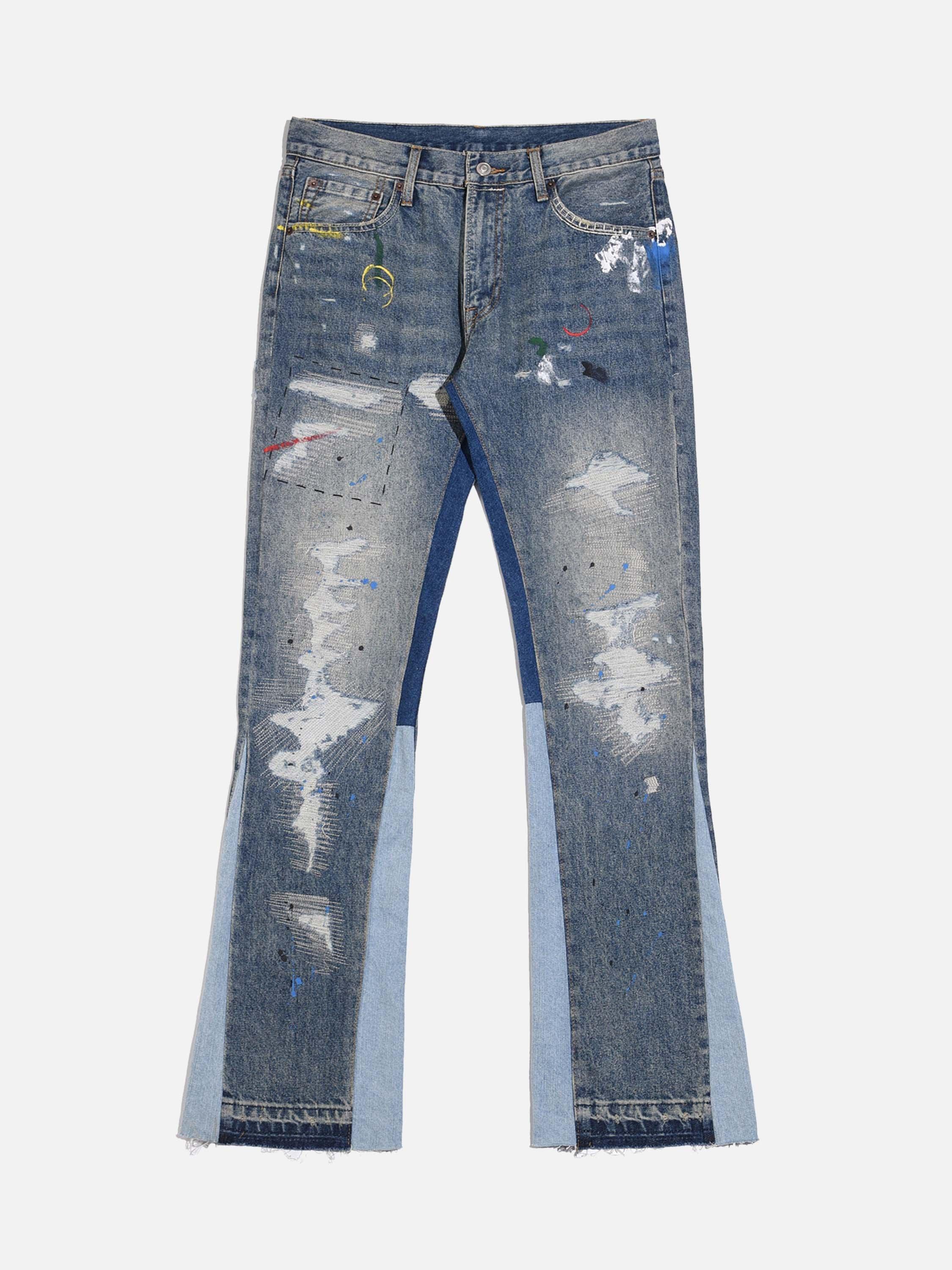 Tntwear® - Splashing Ink Patchwork Jeans - tntwear1