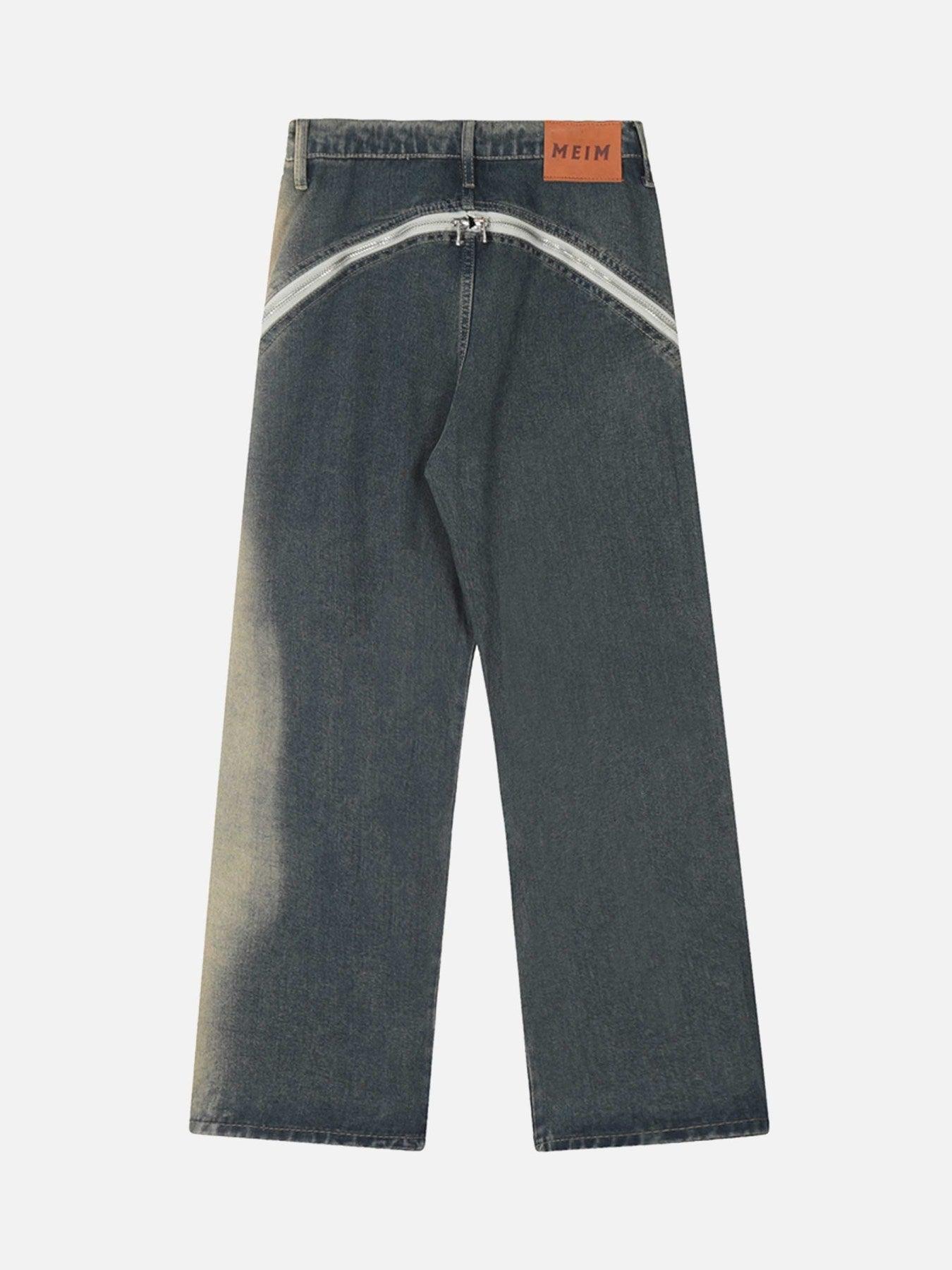 Tntwear® - Sprayed Gradient Straight Leg Denim Wide Leg Pants - tntwear1