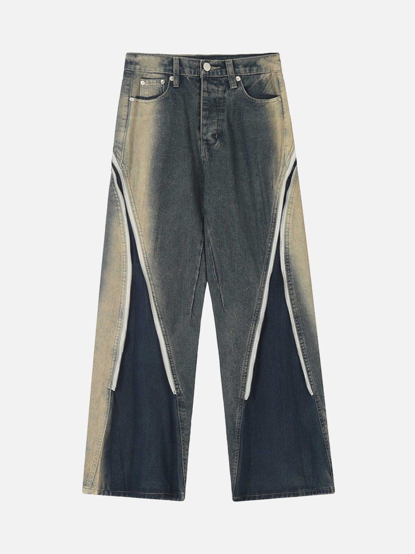 Tntwear® - Sprayed Gradient Straight Leg Denim Wide Leg Pants - tntwear1