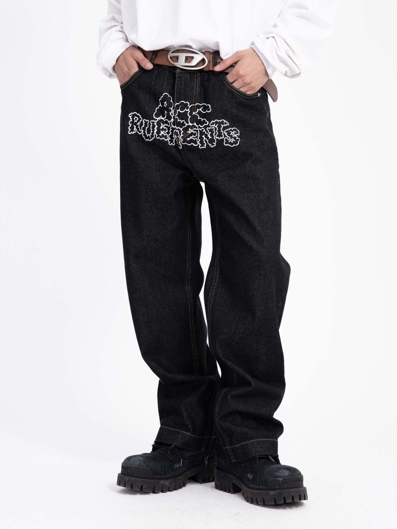 Tntwear® - Star Letter Print Jeans - 1594 - tntwear1