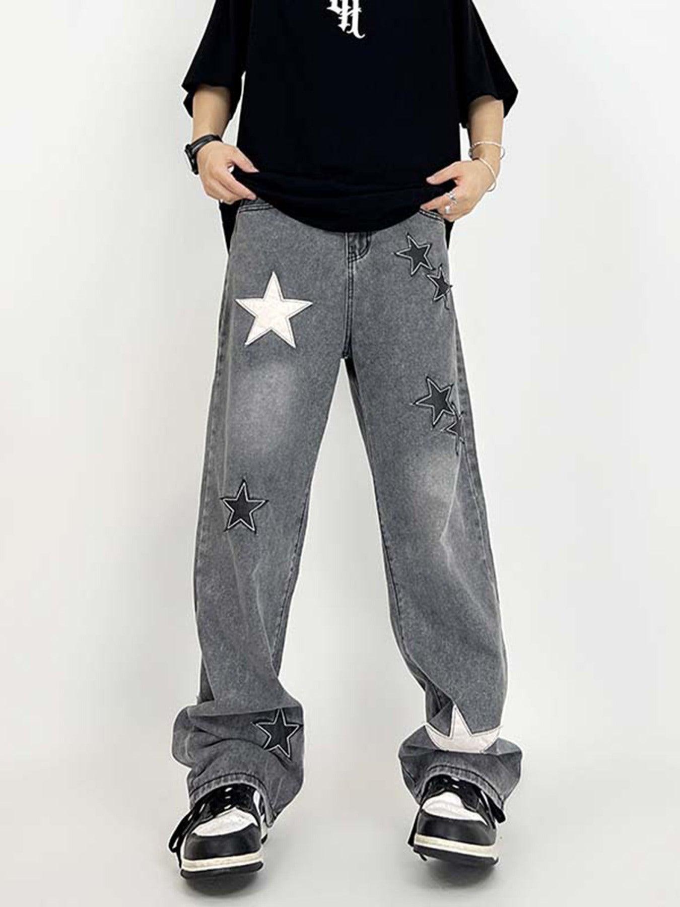 Tntwear® - Star Patch Embroidery Jeans - tntwear1