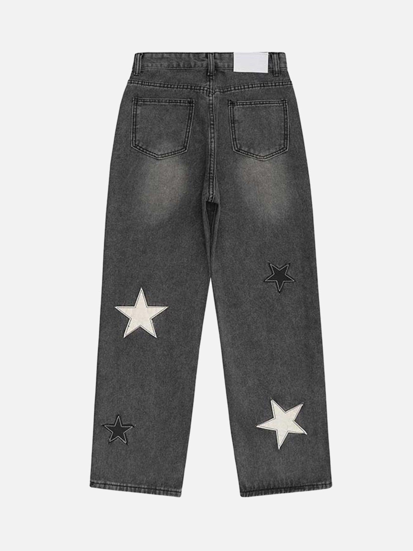 Tntwear® - Star Patch Embroidery Jeans - tntwear1