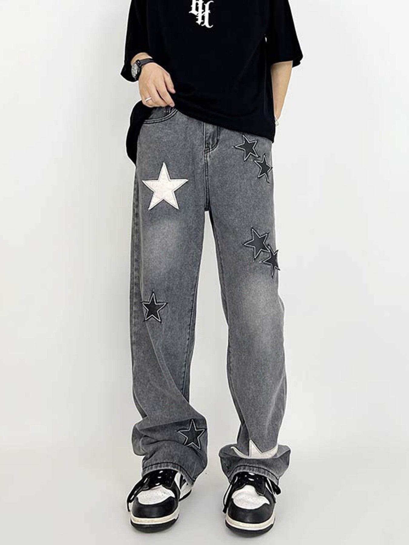 Tntwear® - Star Patch Embroidery Jeans - tntwear1