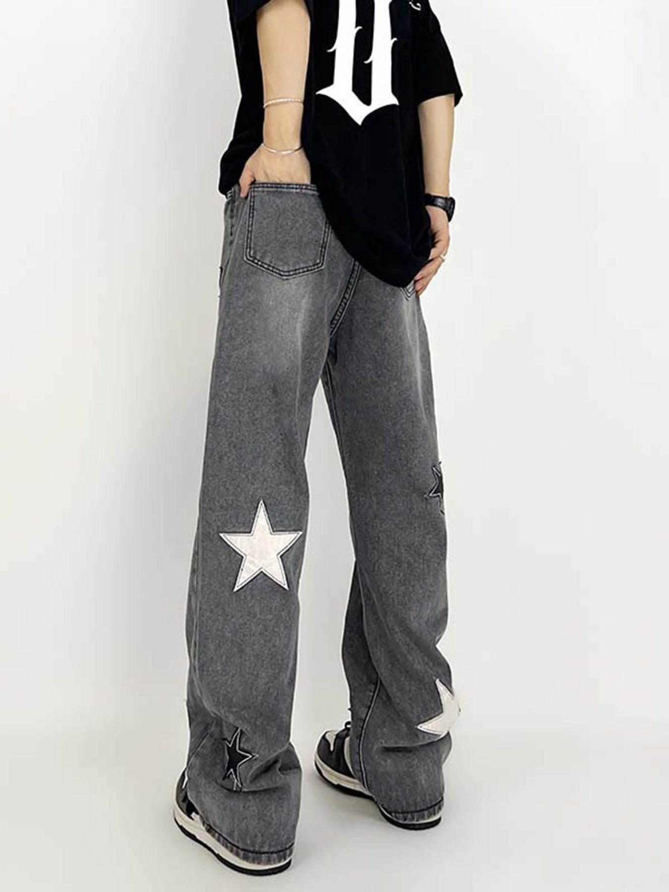 Tntwear® - Star Patch Embroidery Jeans - tntwear1