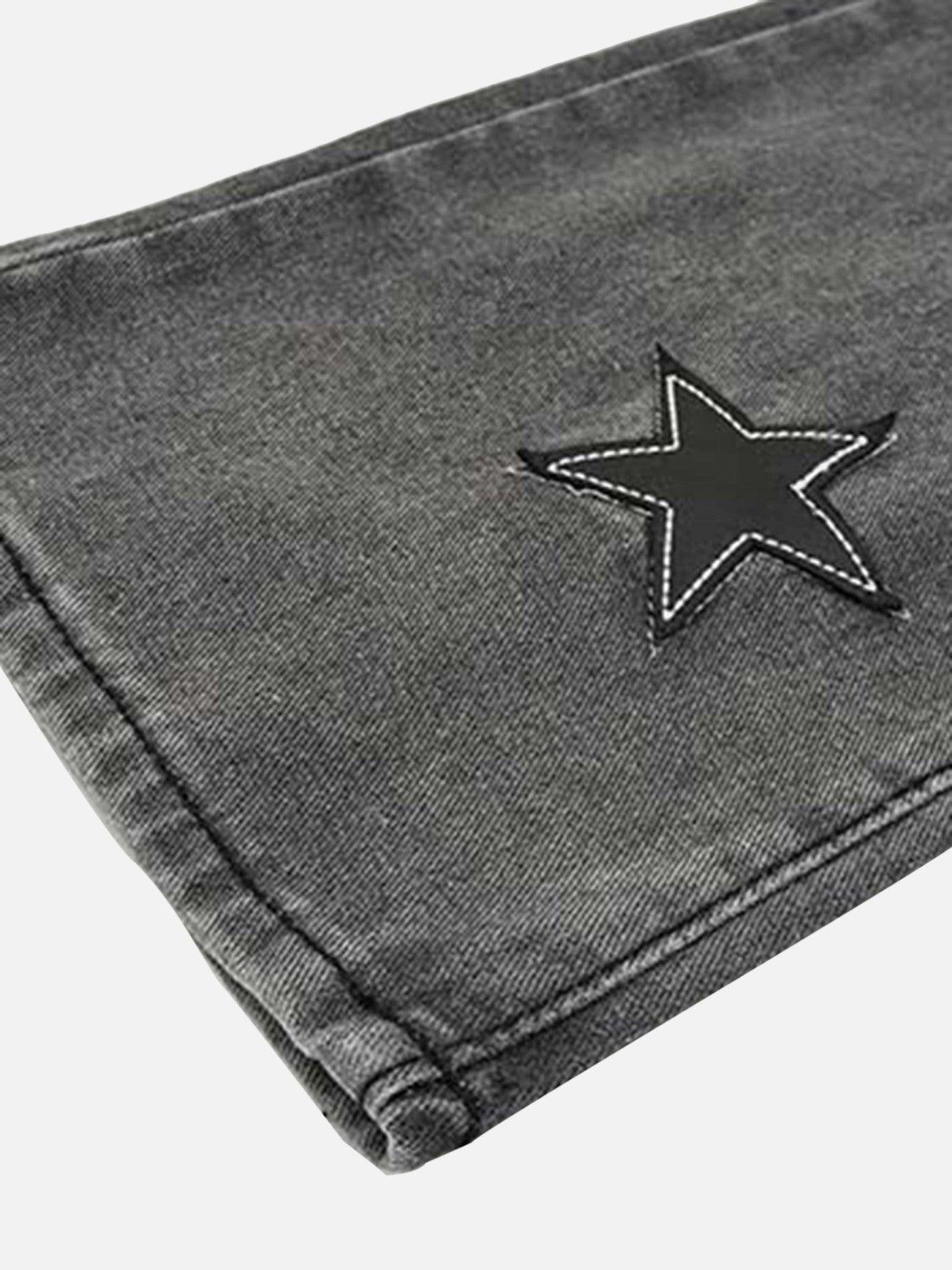 Tntwear® - Star Patch Embroidery Jeans - tntwear1