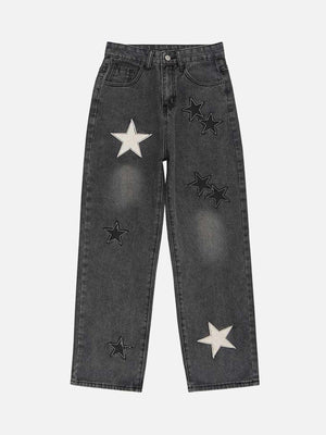 Tntwear® - Star Patch Embroidery Jeans - tntwear1