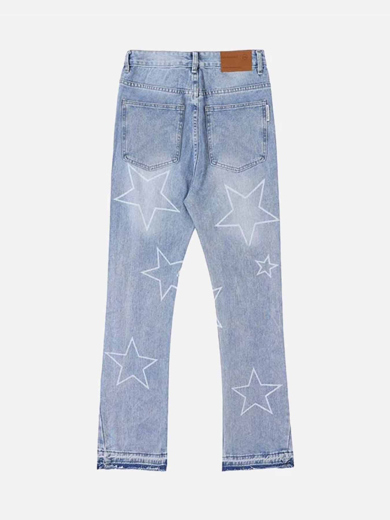 Tntwear® - Star Print Ripped Jeans - 1741 - tntwear1