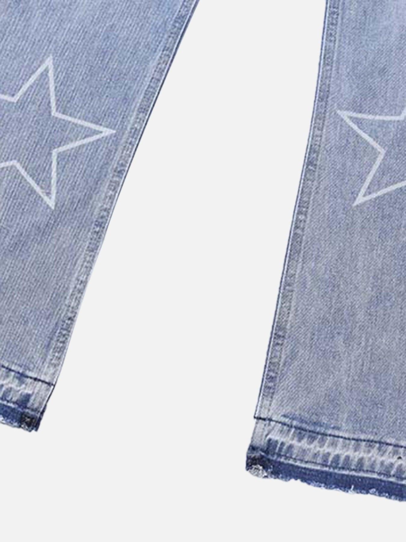 Tntwear® - Star Print Ripped Jeans - 1741 - tntwear1