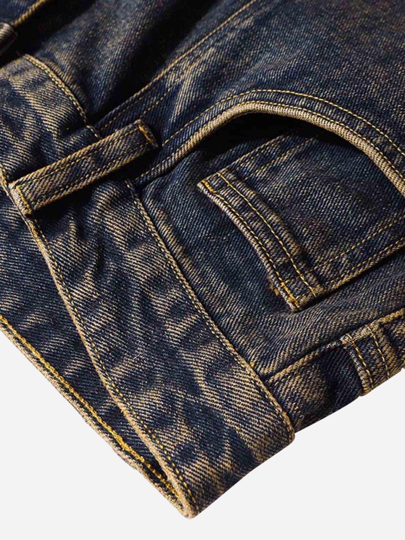 Tntwear® - Washed And Distressed Multi-pocket Jeans - 1698 - tntwear1