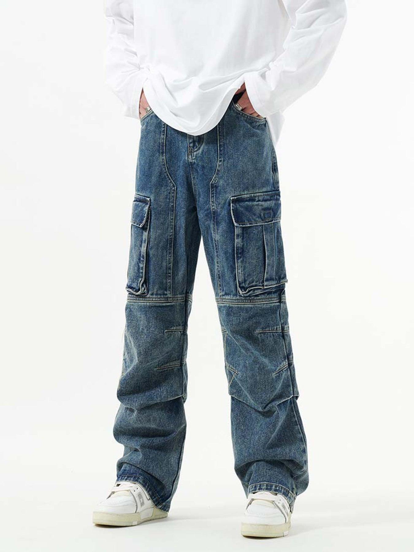 Tntwear® - Washed And Distressed Multi-pocket Jeans - 1698 - tntwear1