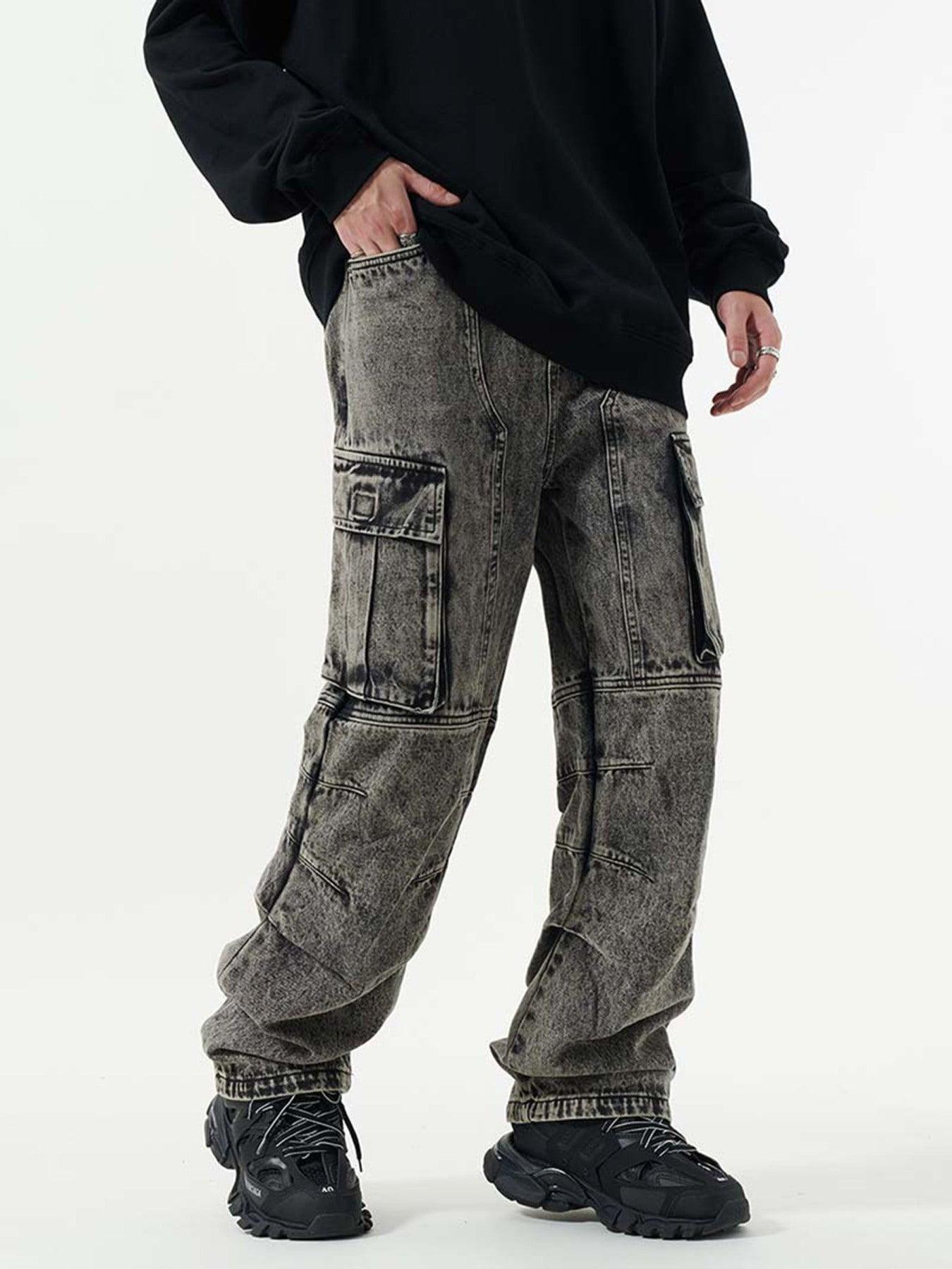 Tntwear® - Washed And Distressed Multi-pocket Jeans - 1698 - tntwear1