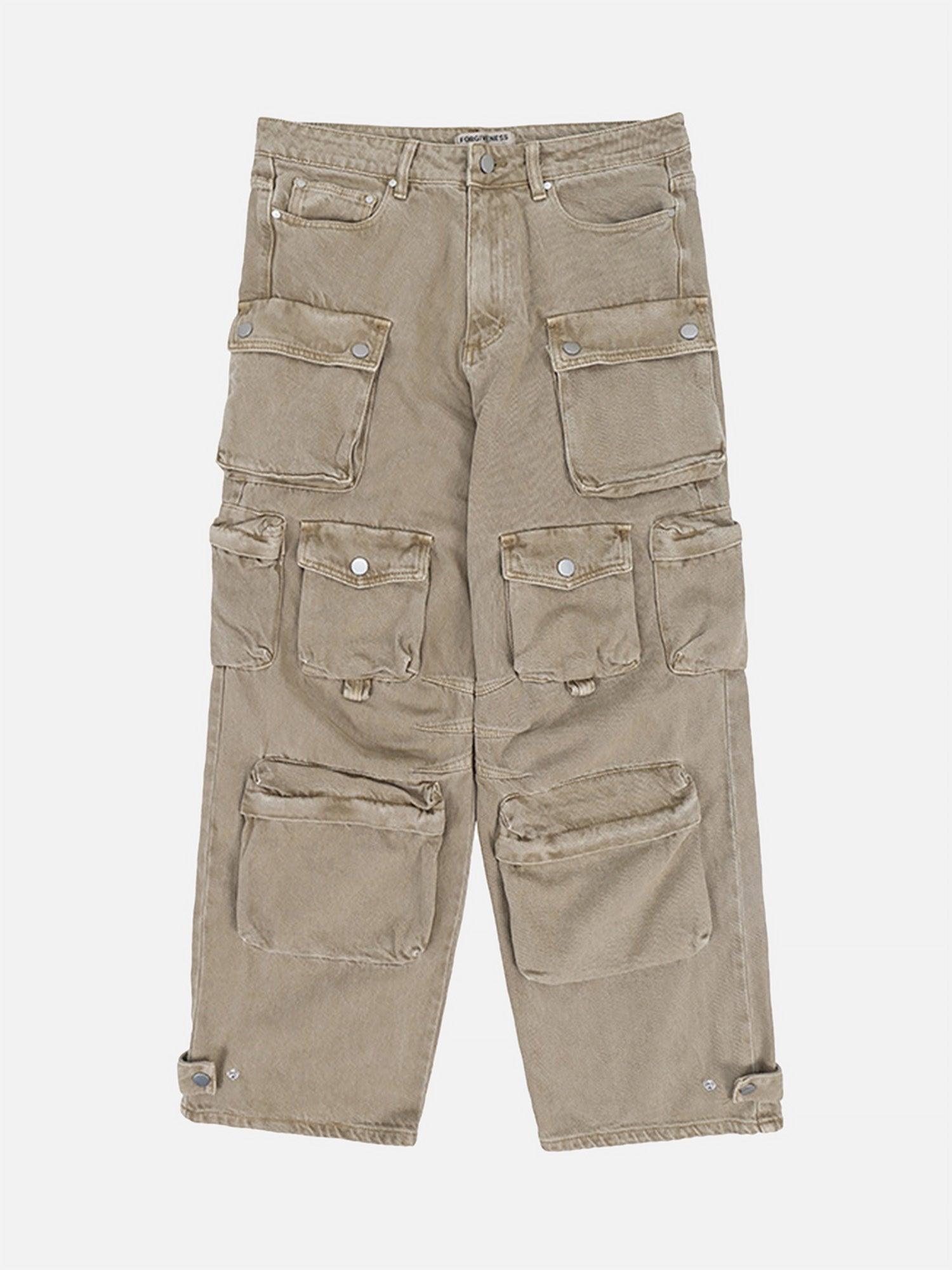 Tntwear® - Wasteland Style Washed Distressed Thickened Pocket Cargo Trousers - 1926 - tntwear1