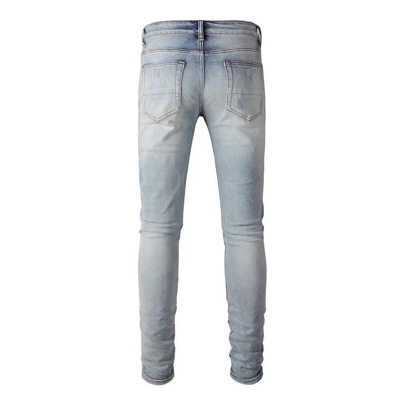 1984 Streetwear Light Blue Ripped Jeans - tntwear1