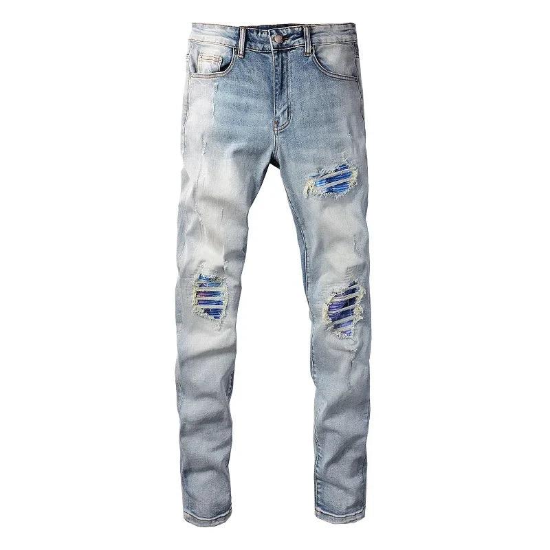 1984 Streetwear Light Blue Ripped Jeans - tntwear1