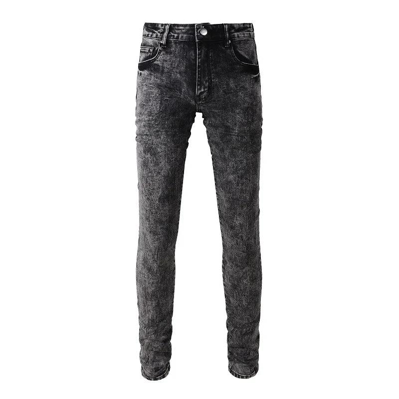 1984 Streetwear Stretch Gray Black Ripped Jeans - tntwear1