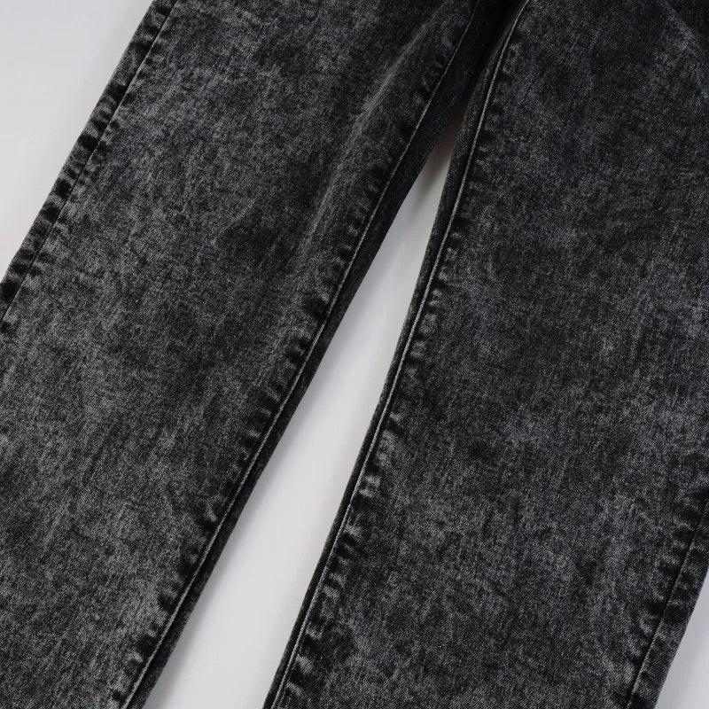 1984 Streetwear Stretch Gray Black Ripped Jeans - tntwear1