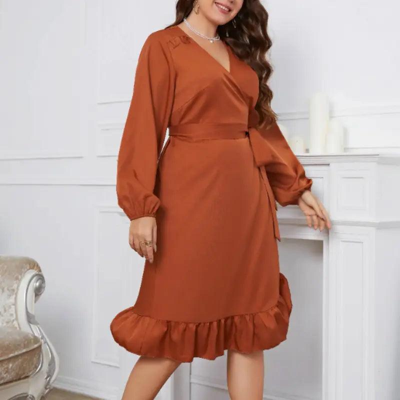 Miranda Wrap Belted Midi Dresses - tntwear1