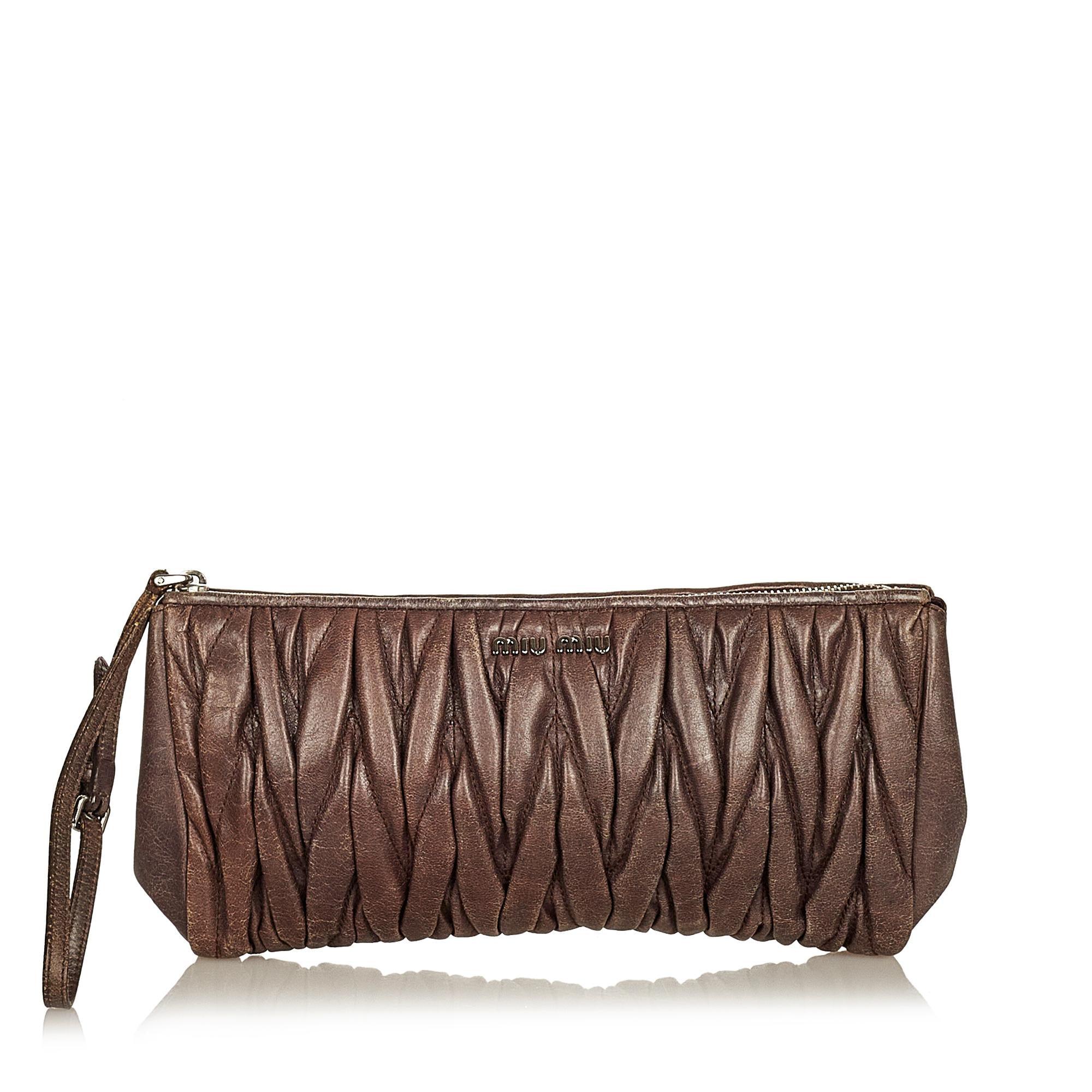 Miu Miu Matelasse Leather Clutch Bag - tntwear1