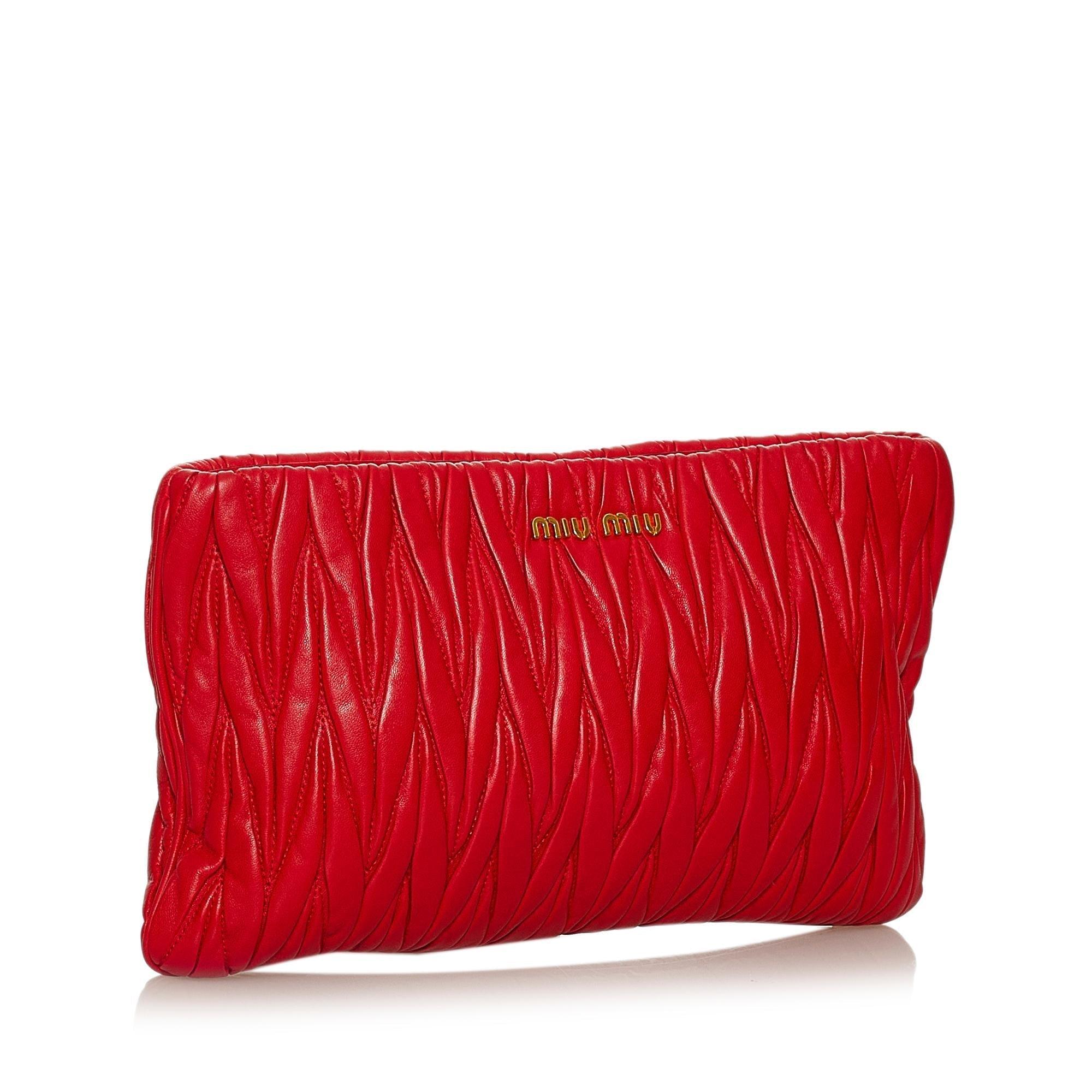 Miu Miu Matelasse Leather Clutch Bag - tntwear1