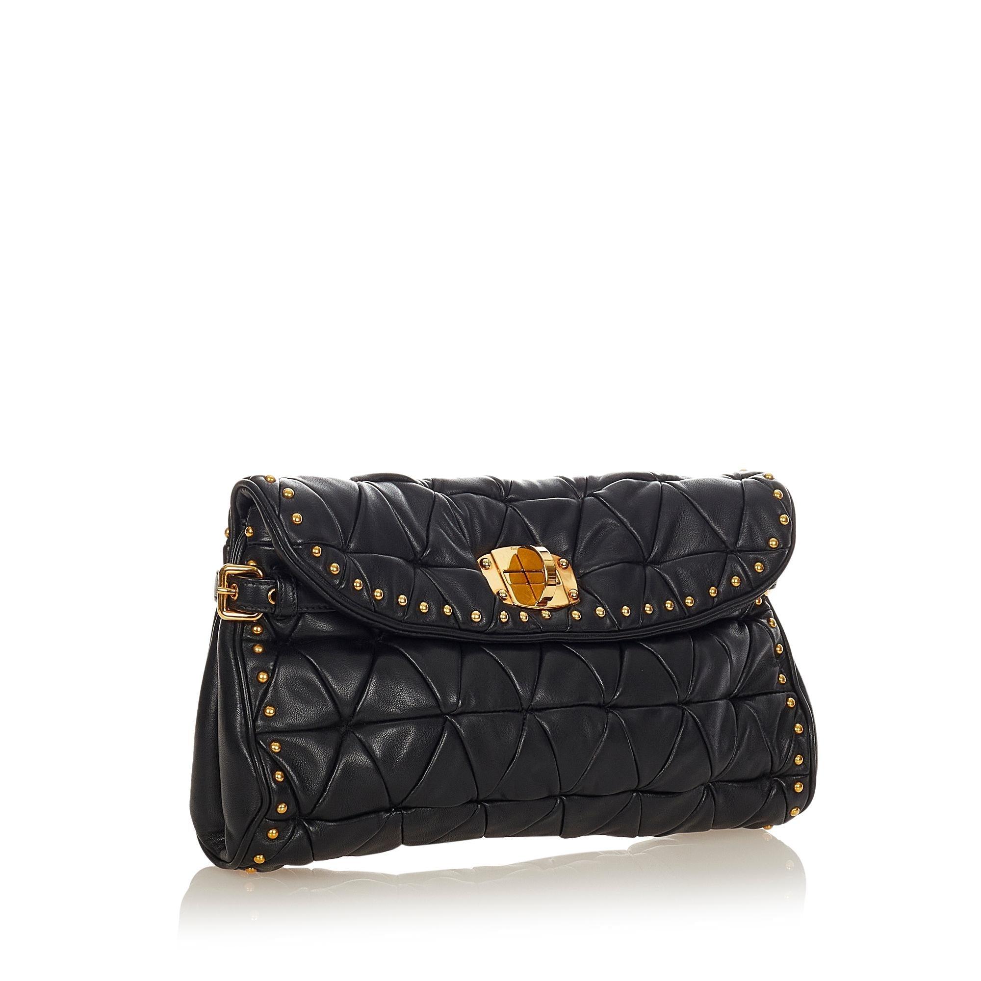 Miu Miu Quilted Studded Leather Clutch Bag - tntwear1