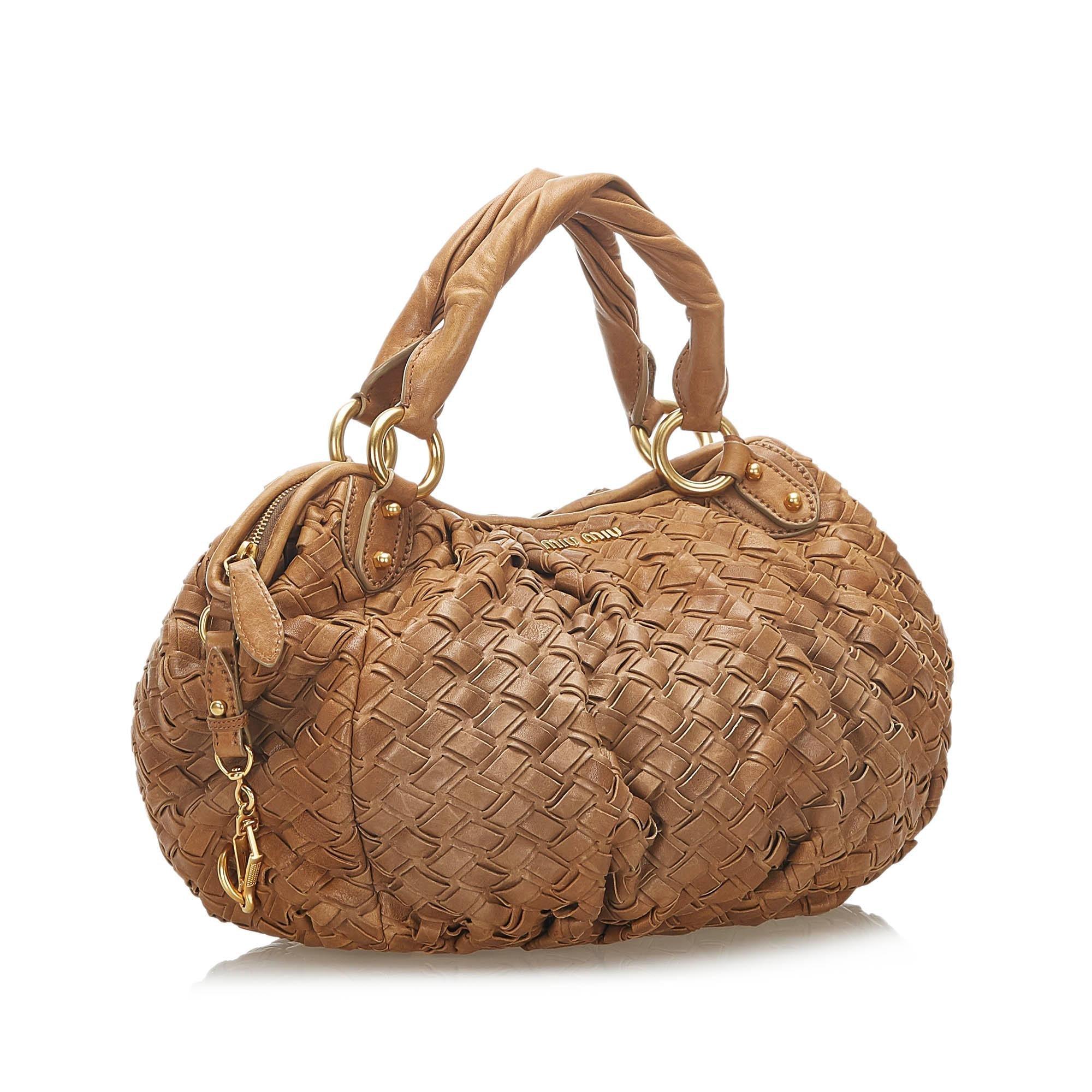 Miu Miu Woven Leather Handbag - tntwear1