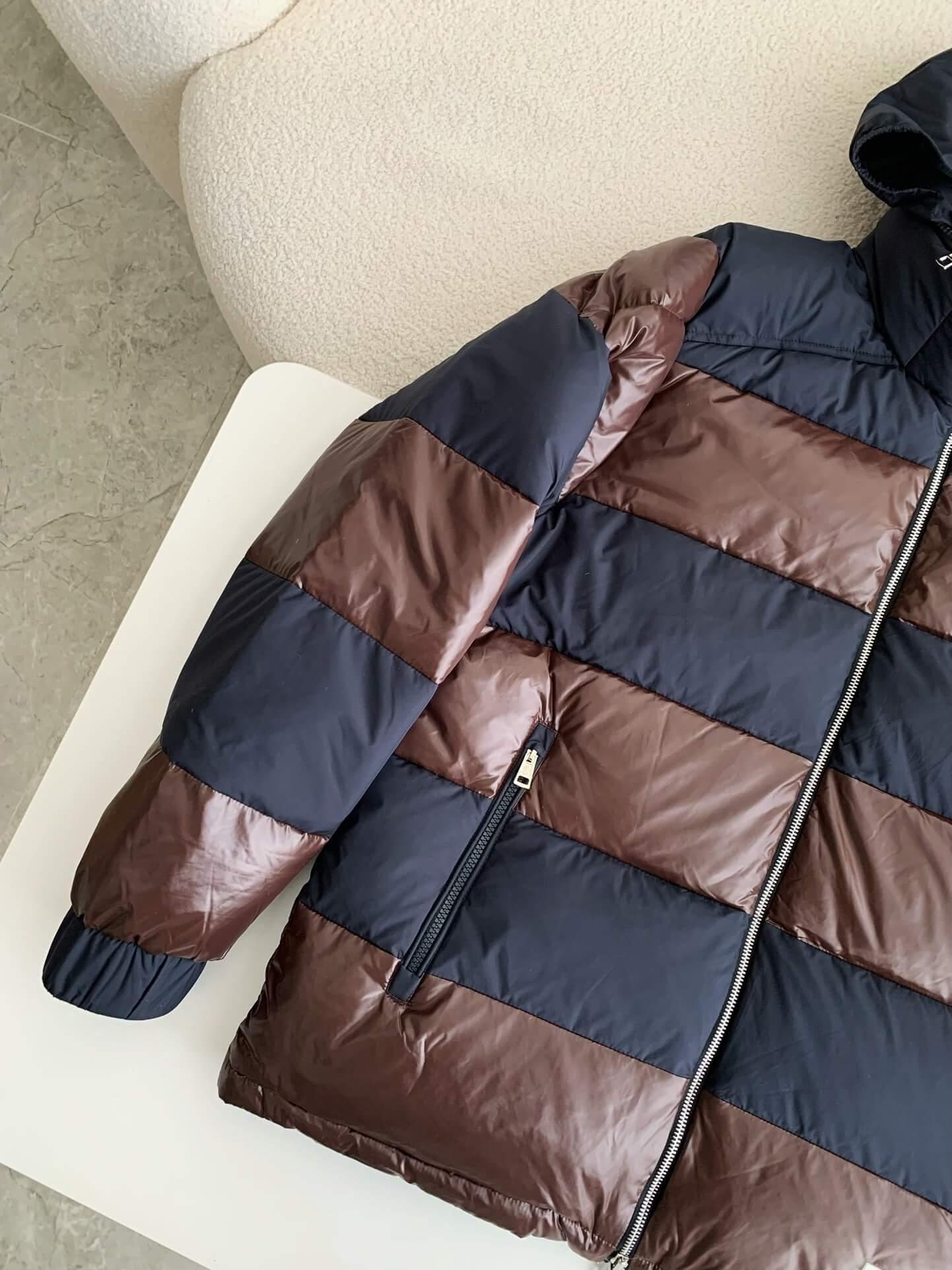 Moncler Peclet Reversible Navy Blue Brown Down Jacket - tntwear1