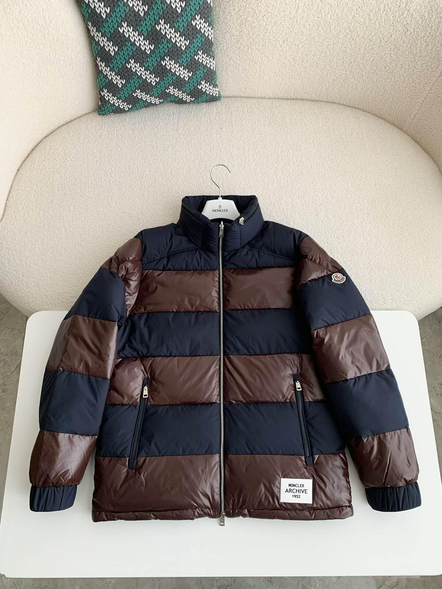 Moncler Peclet Reversible Navy Blue Brown Down Jacket - tntwear1