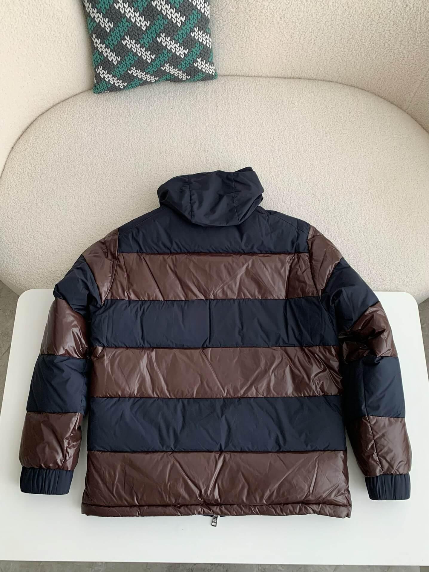 Moncler Peclet Reversible Navy Blue Brown Down Jacket - tntwear1