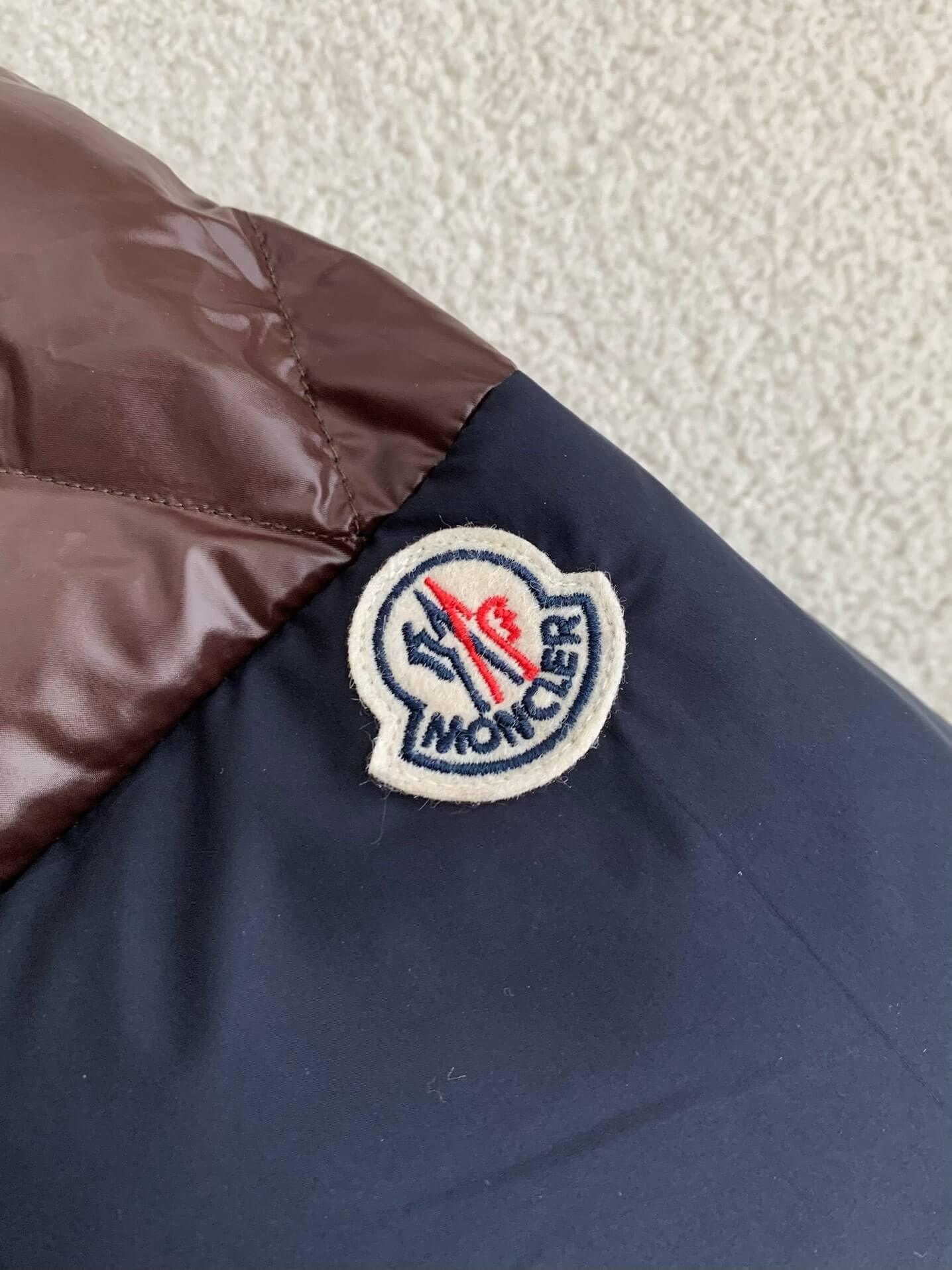 Moncler Peclet Reversible Navy Blue Brown Down Jacket - tntwear1