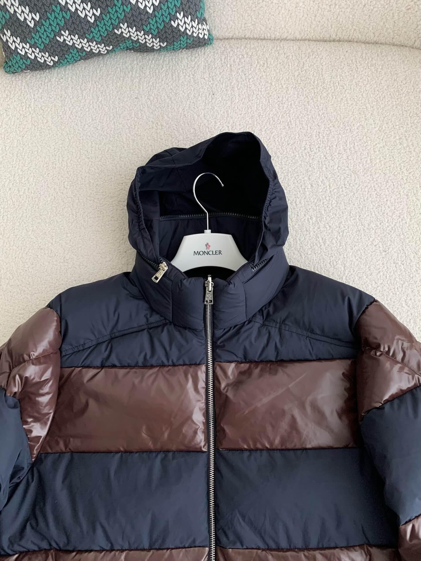 Moncler Peclet Reversible Navy Blue Brown Down Jacket - tntwear1