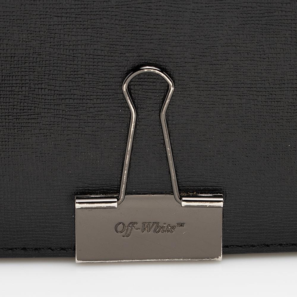 Off-White Leather Binder Clip Shoulder Bag - tntwear1