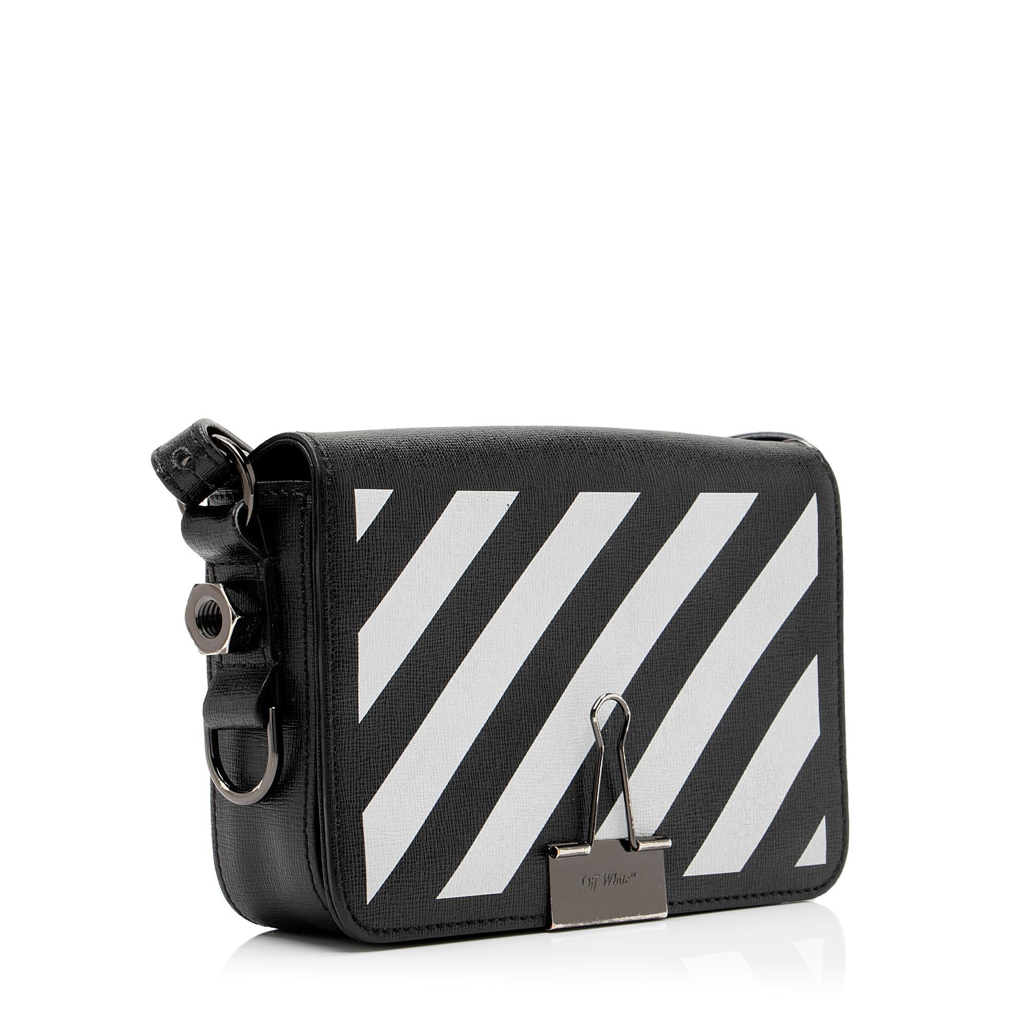 Off-White Leather Diag Mini Flap Bag - tntwear1