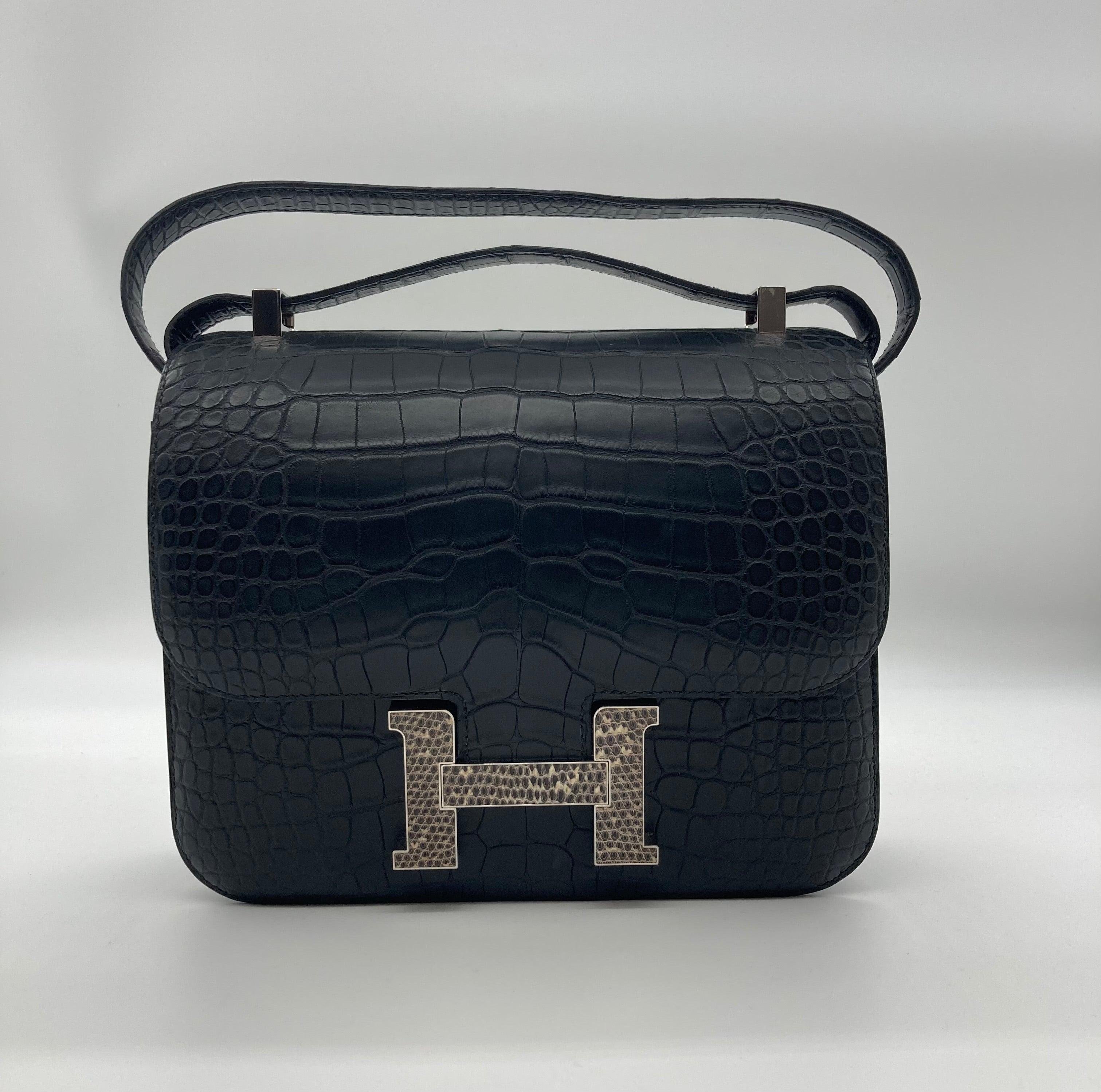 HRMS Constance 24 Matte Black Alligator Ombre Lizard Marquette Palladium Hardware - tntwear1