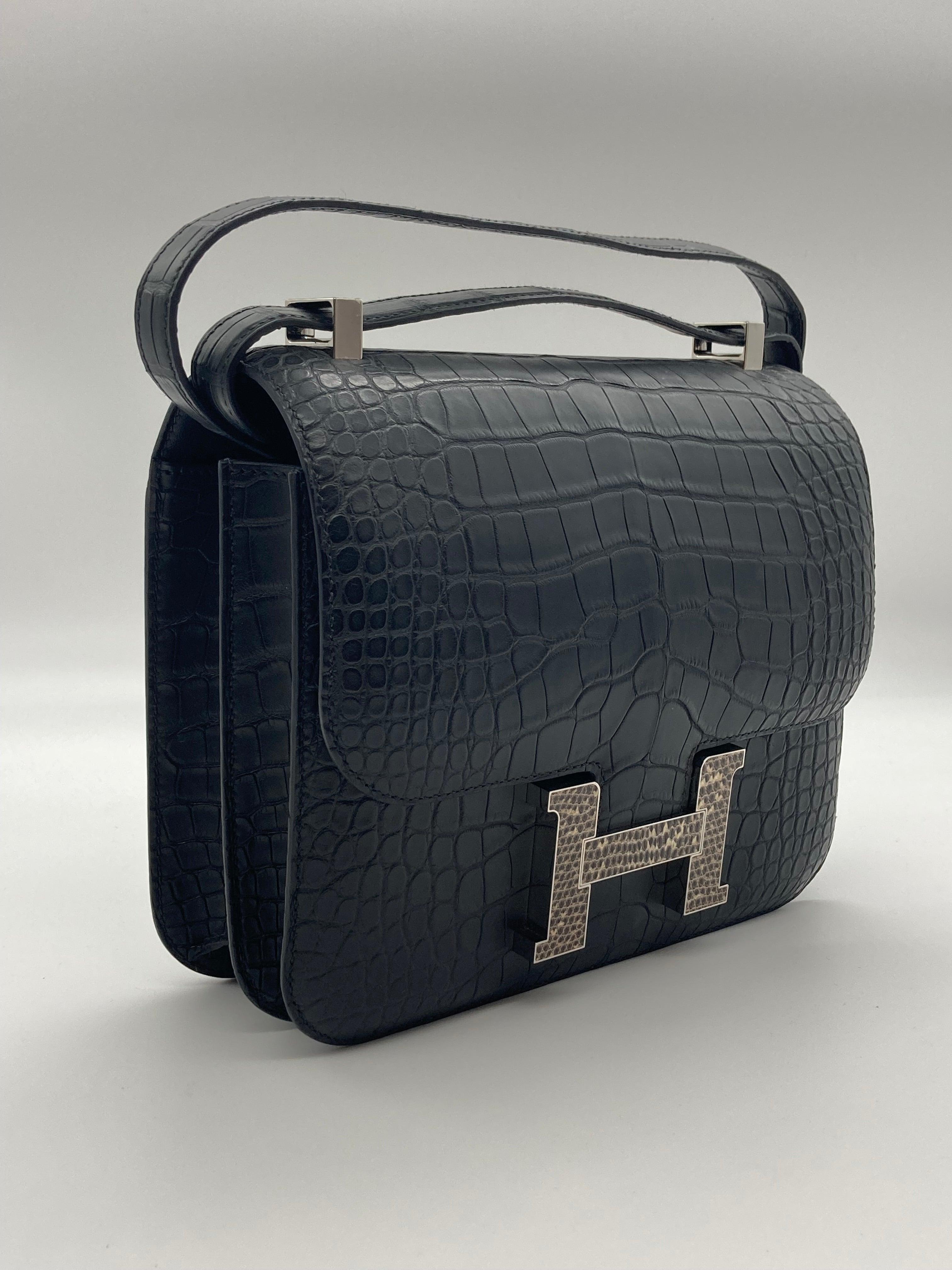 HRMS Constance 24 Matte Black Alligator Ombre Lizard Marquette Palladium Hardware - tntwear1