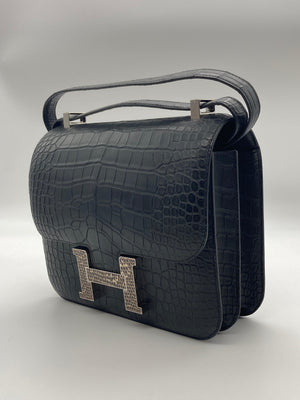 HRMS Constance 24 Matte Black Alligator Ombre Lizard Marquette Palladium Hardware - tntwear1