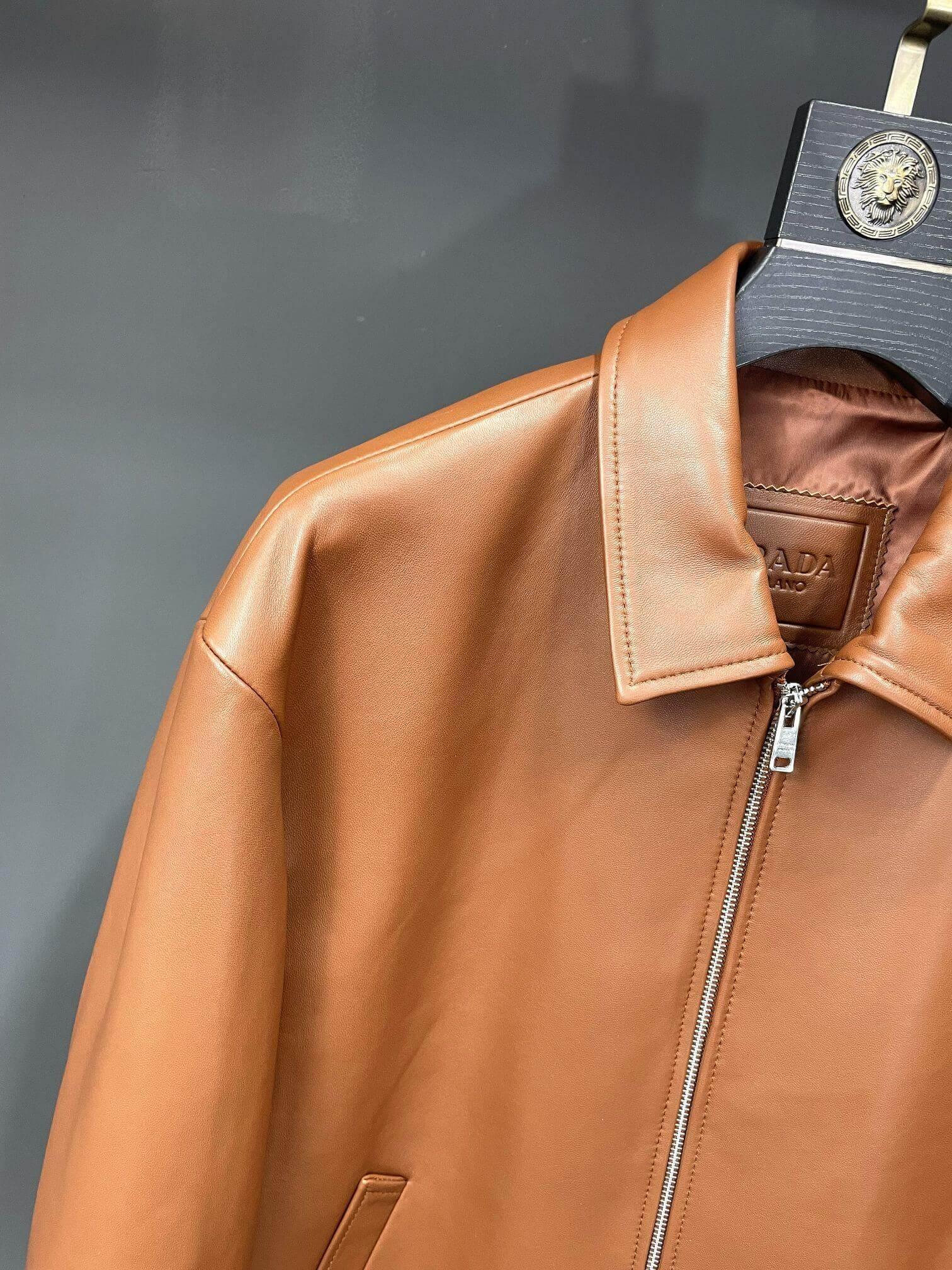 PRD Bomber Brown Leather Jacket - tntwear1