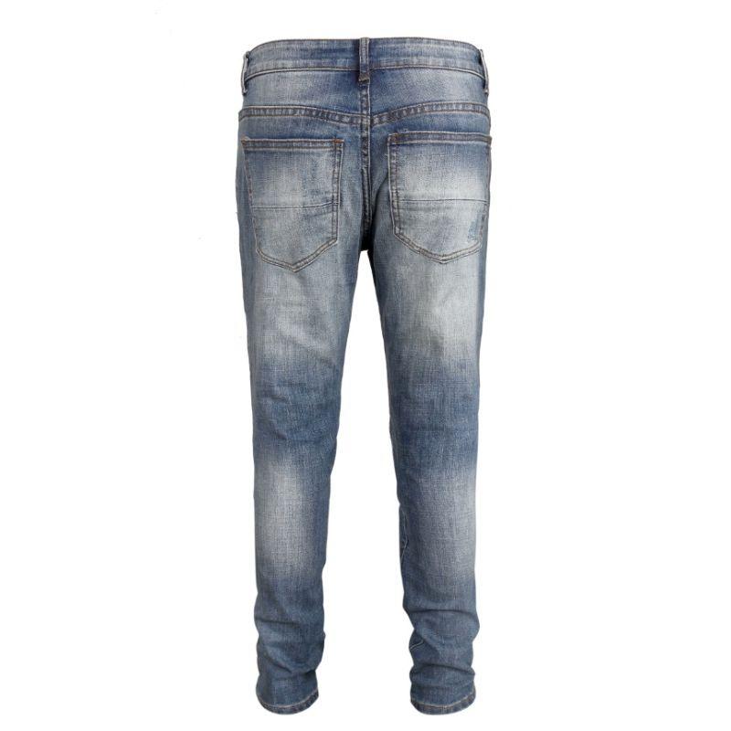 Destroyed Biker Denim - Washed Blue - tntwear1