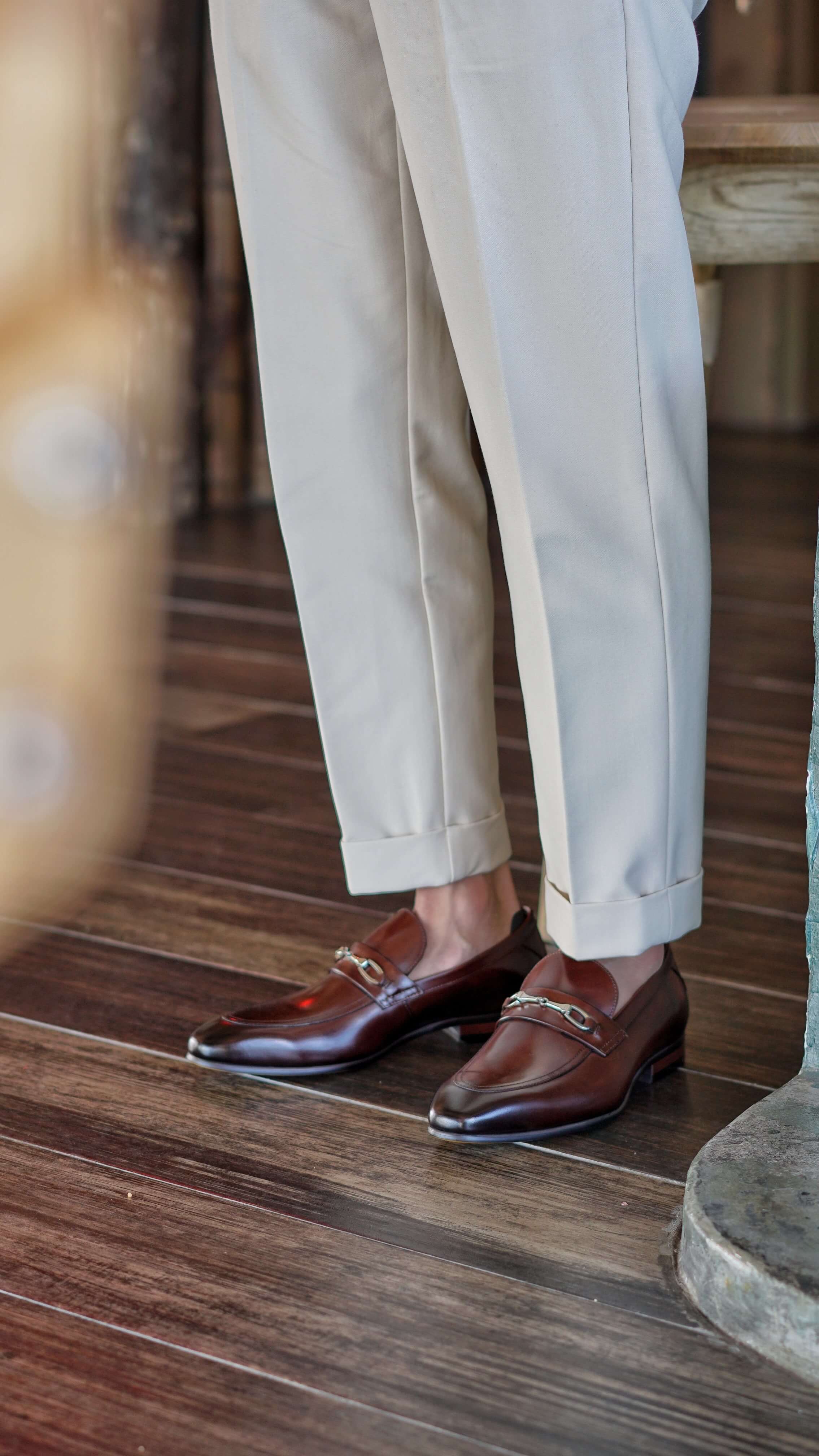 Refined Brown Leather Bit Loafers