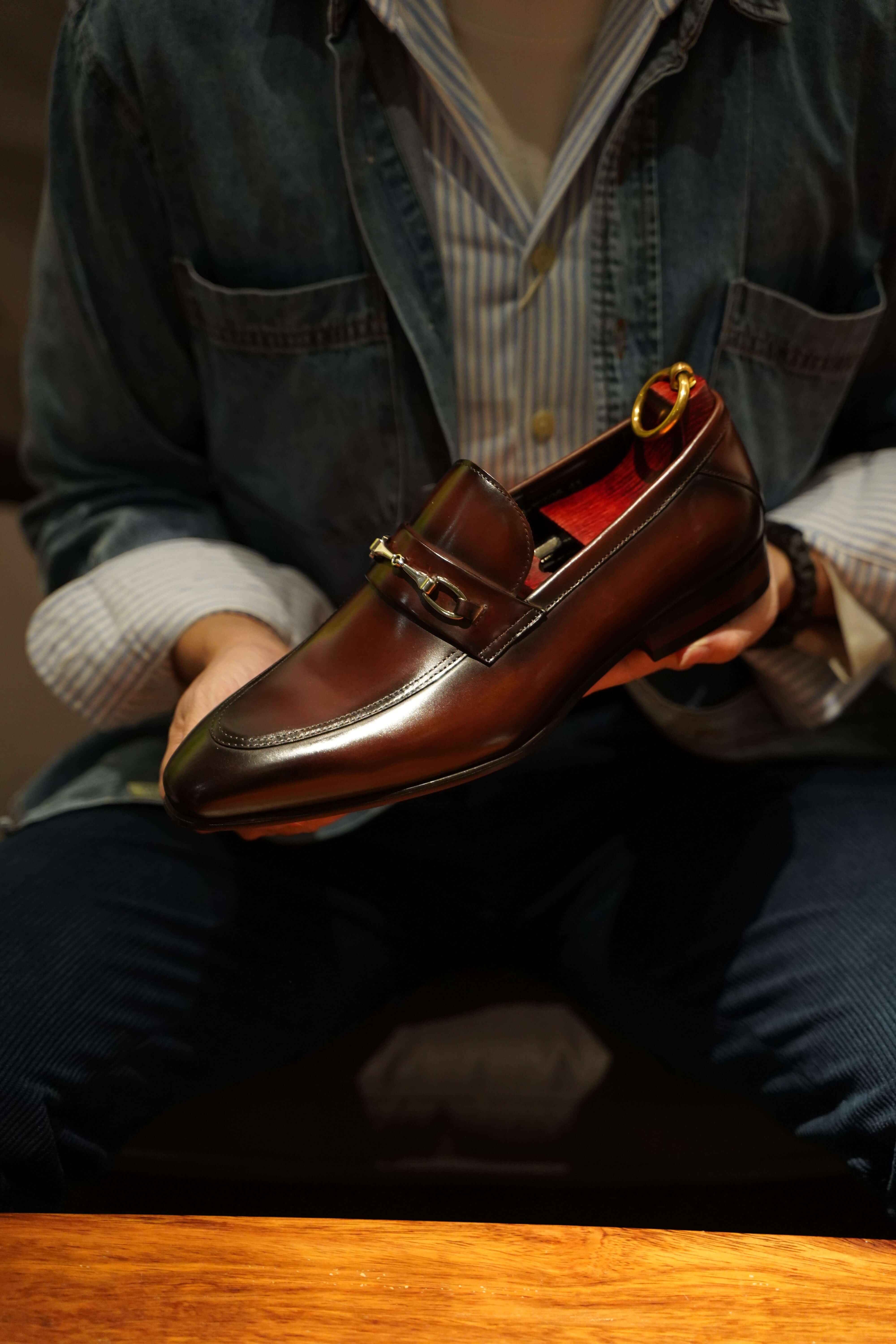 Refined Brown Leather Bit Loafers